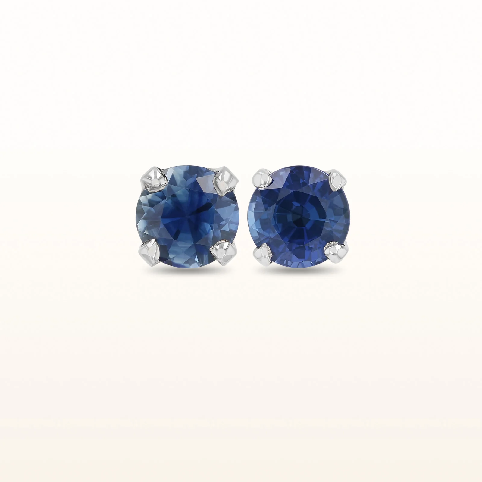 0.62 ctw Round Blue Sapphire Stud Earrings in 14kt White Gold - Image 2