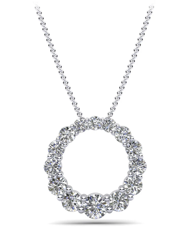 1.00 ctw Lab Grown Round Diamond Circle Pendant in 925 Sterling Silver