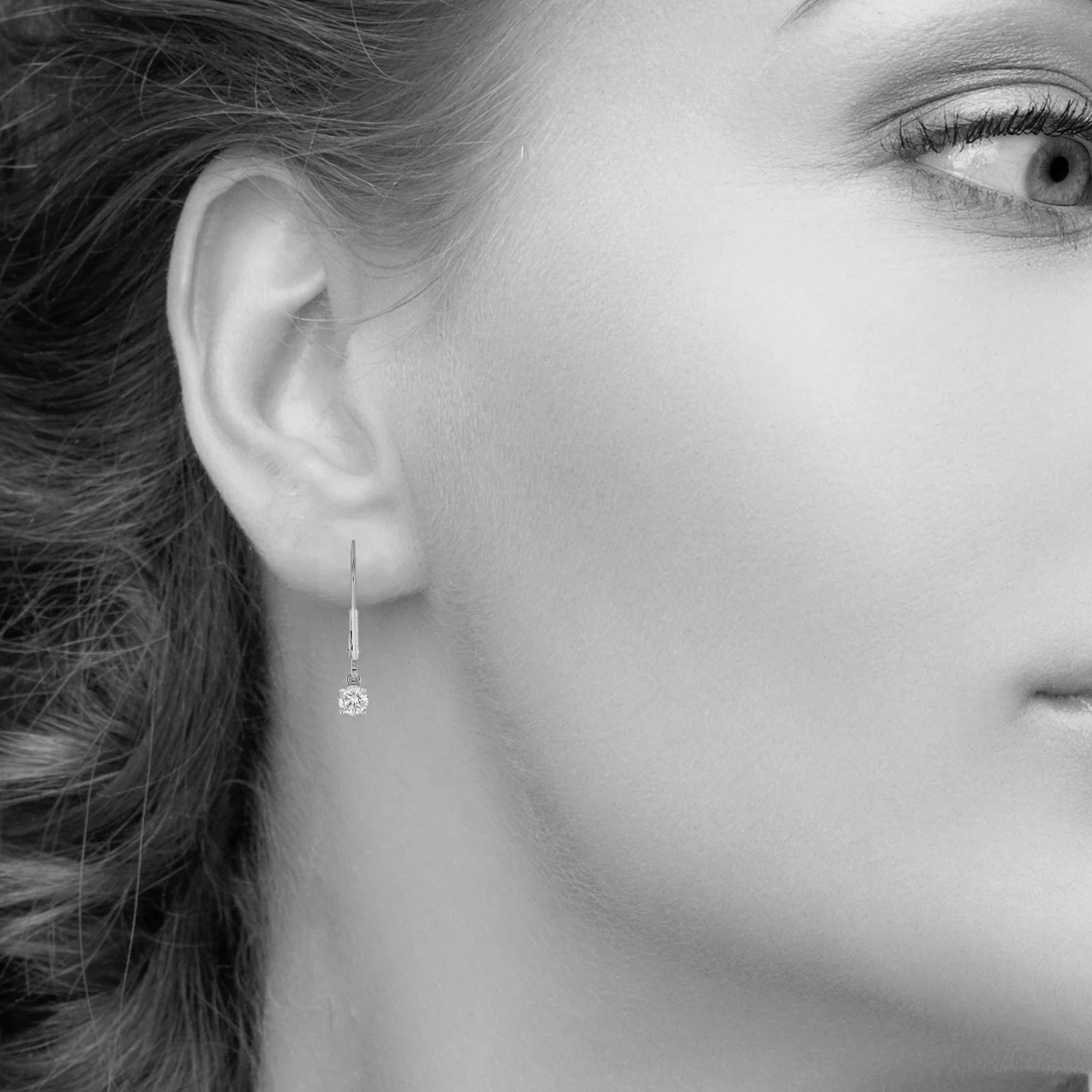 1/2 ctw Round Diamond Drop Earrings in 14kt White Gold - Image 3
