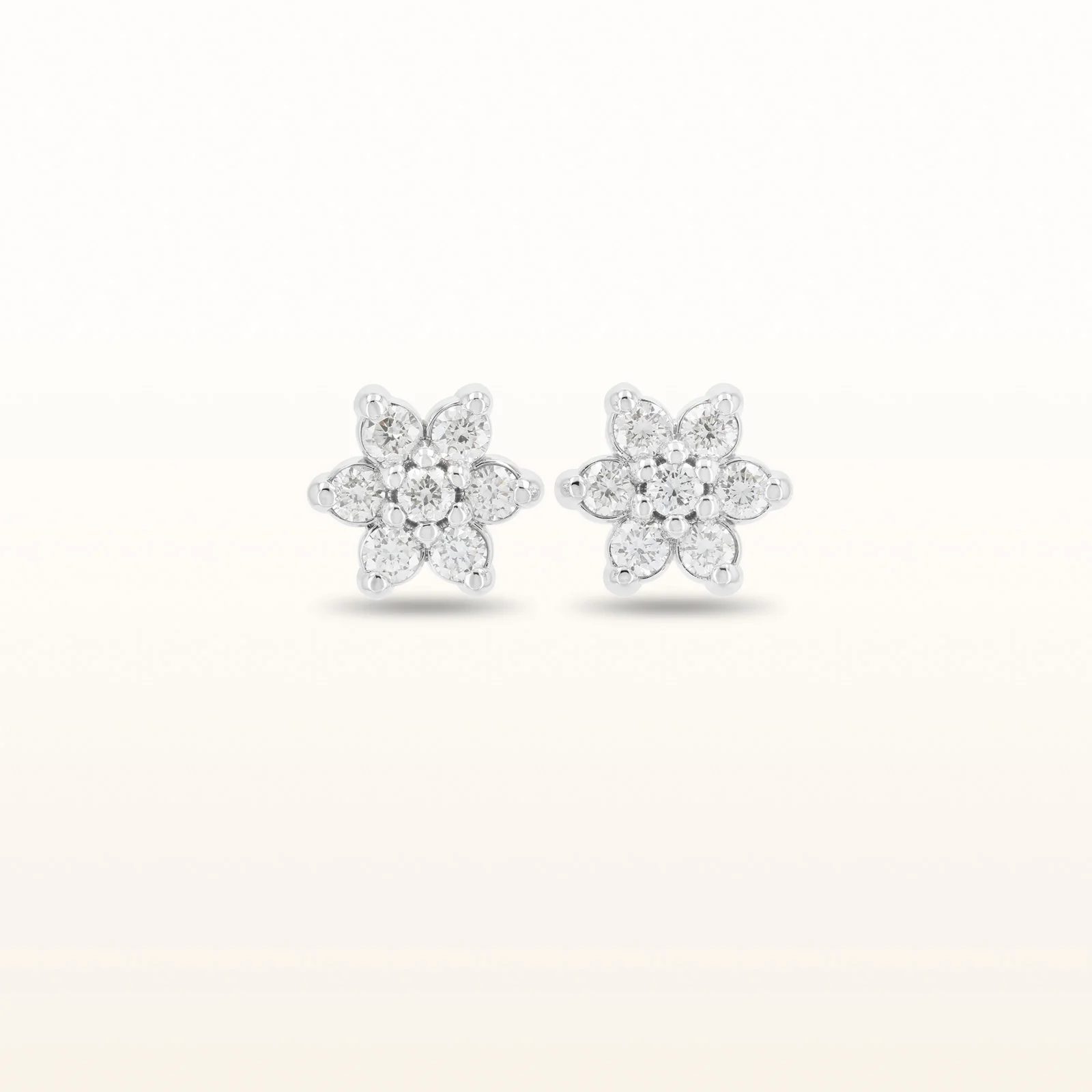 1/2 ctw Round Diamond Flower Stud Earrings in 14kt White Gold - Image 2
