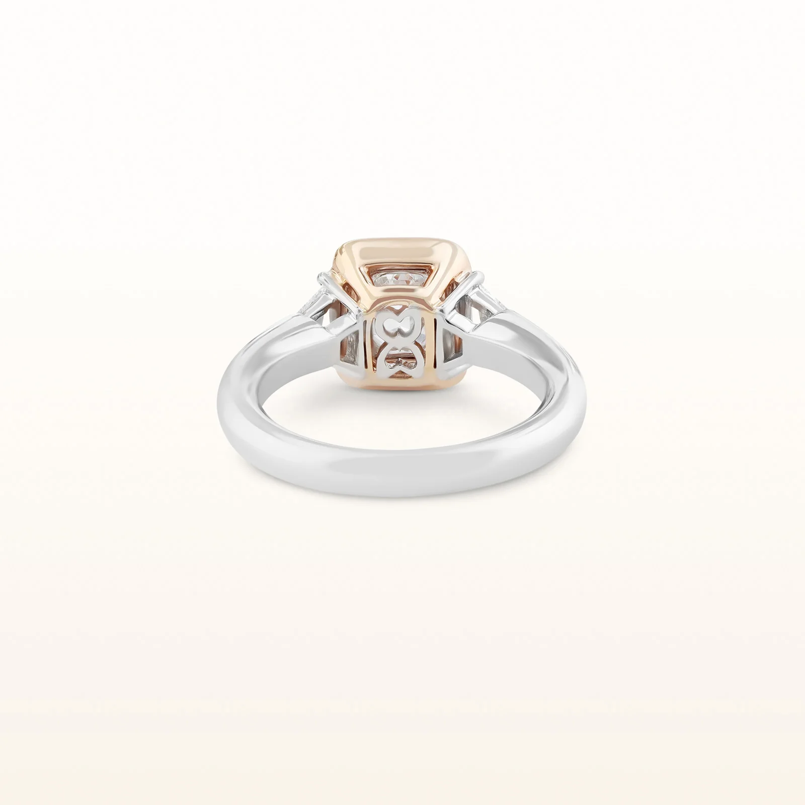 1.53 ctw Emerald Cut Diamond and Pink Diamond Halo Ring in Platinum and 18kt Rose Gold - Image 3