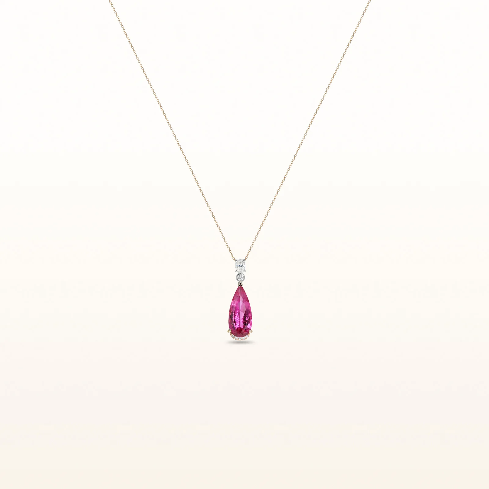 12.10 ctw Rubellite and Diamond Pendant in 18kt White and Rose Gold