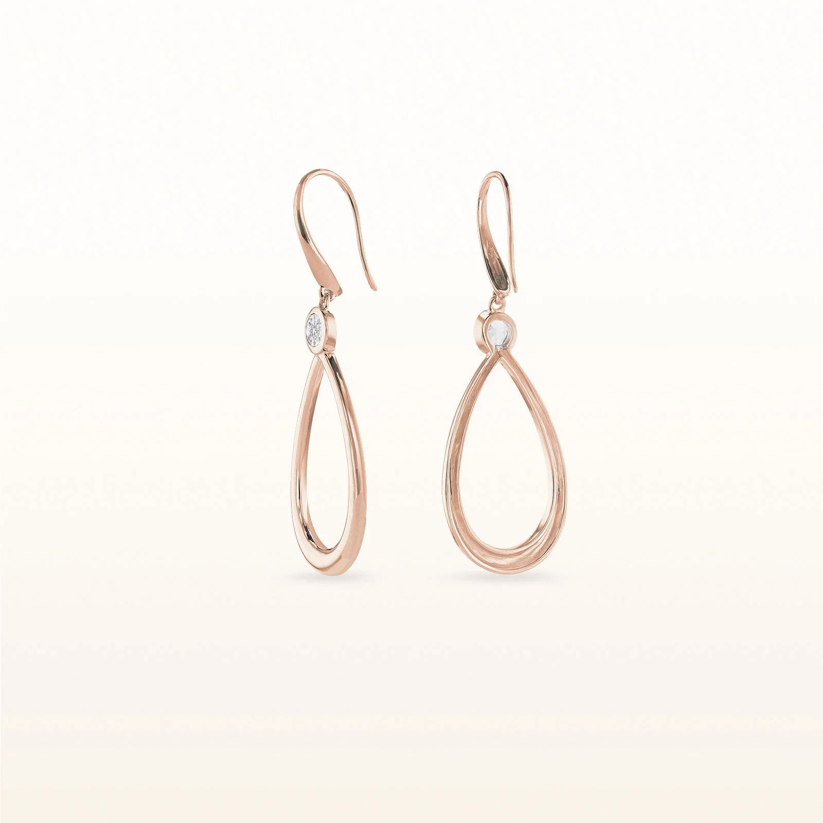 14kt Rose Gold Teardrop Earrings with Round Gemstones - Image 2