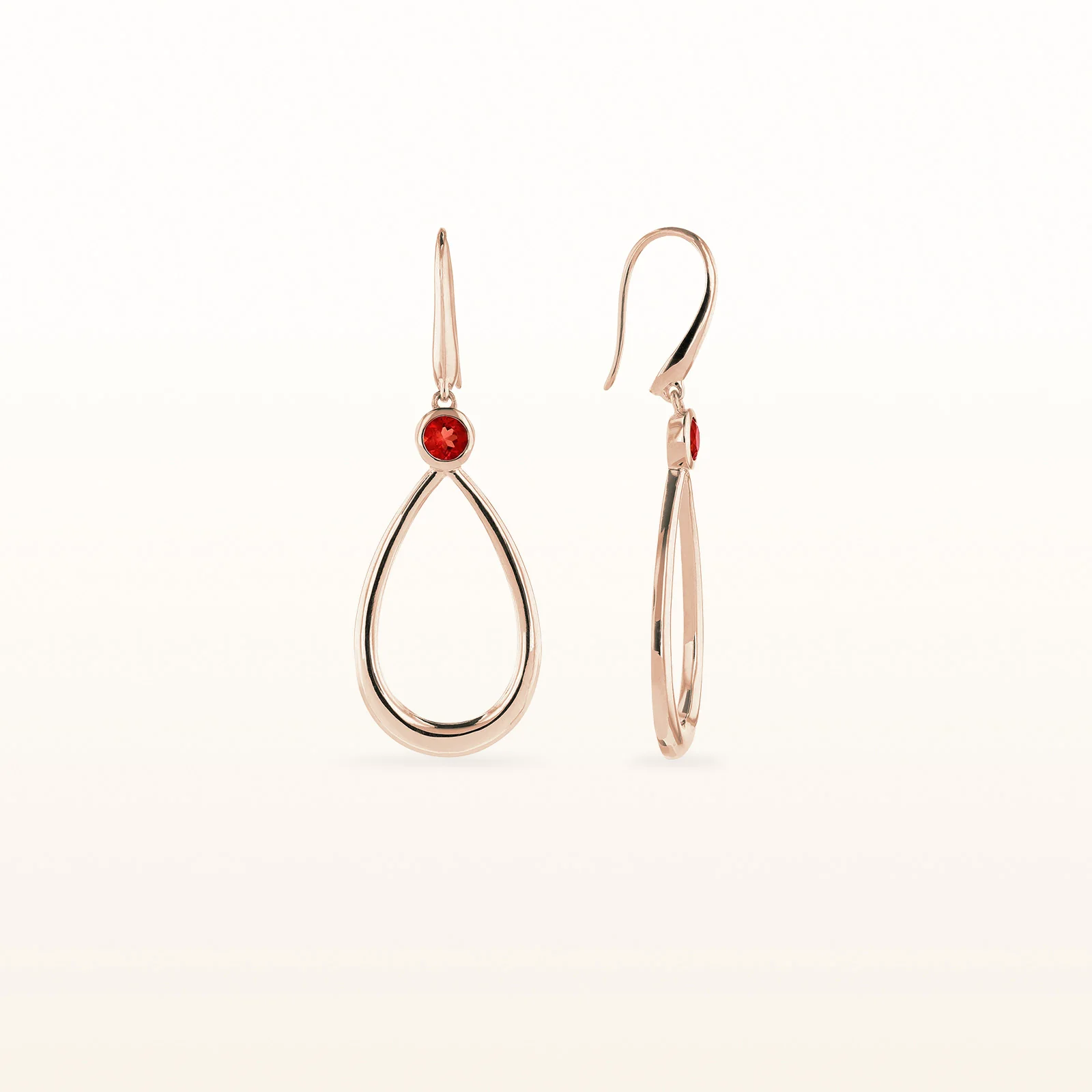 14kt Rose Gold Teardrop Earrings with Round Gemstones - Image 8