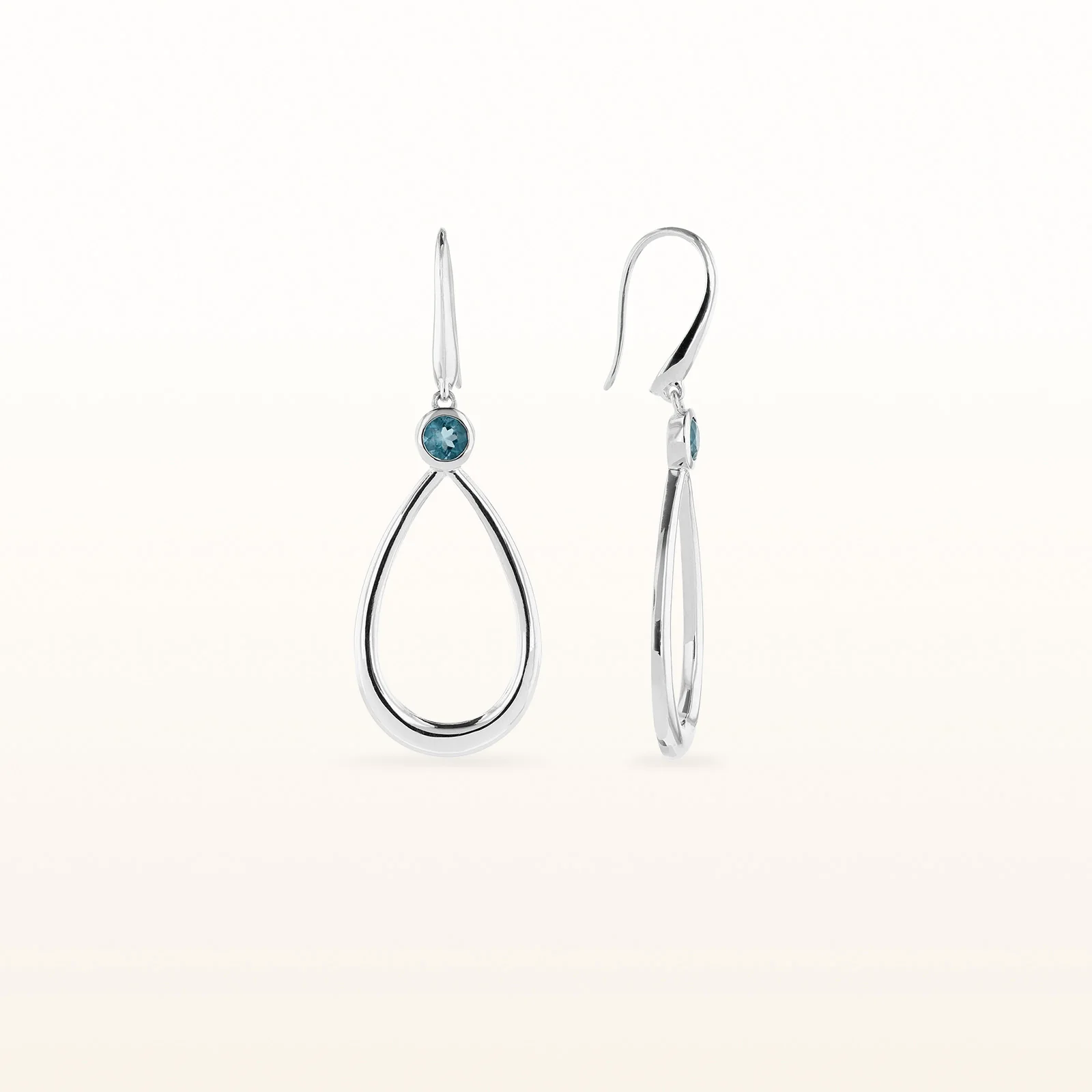 14kt White Gold Teardrop Earrings with Round Diamonds or Gemstones - Image 12