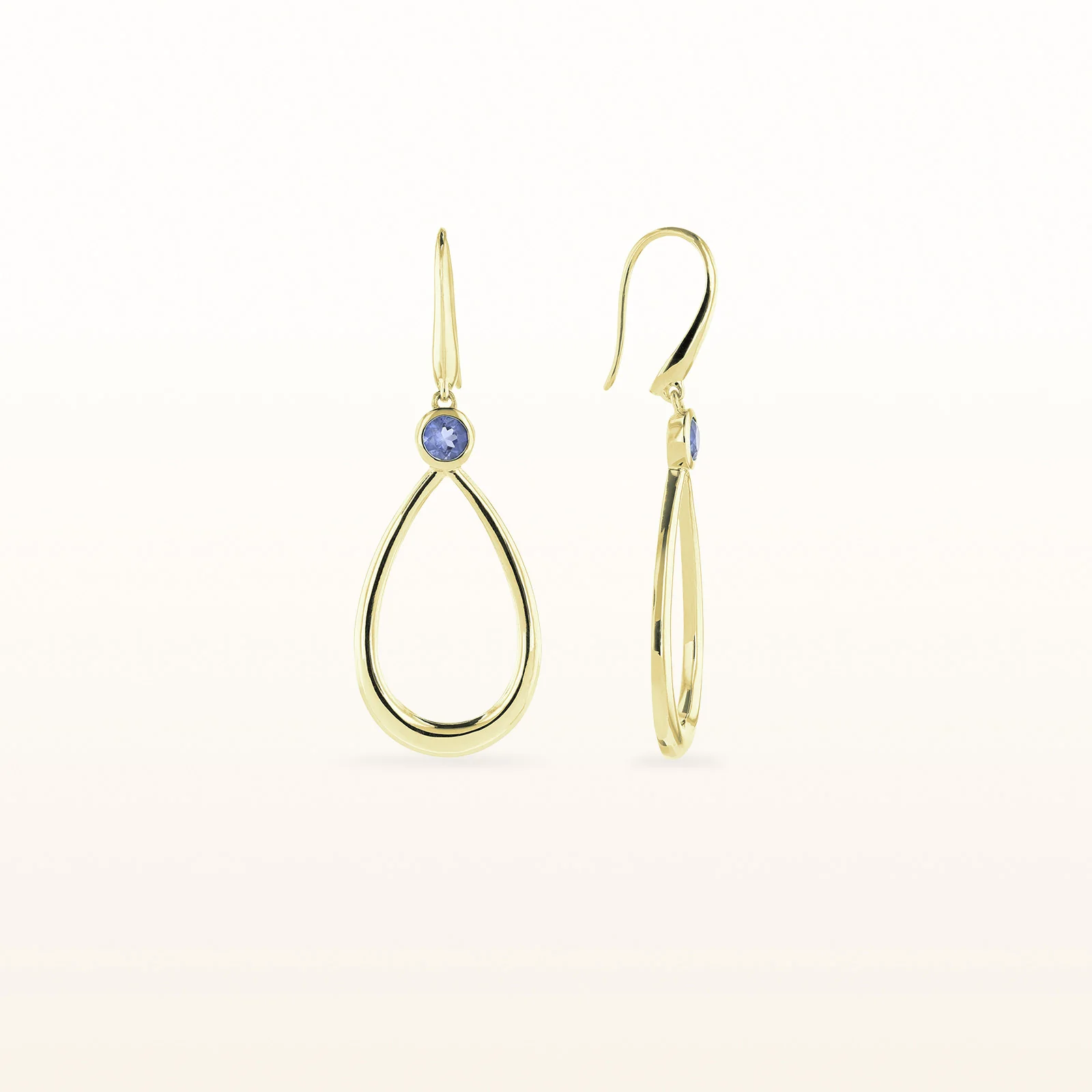 14kt Yellow Gold Teardrop Earrings with Round Gemstones - Image 22