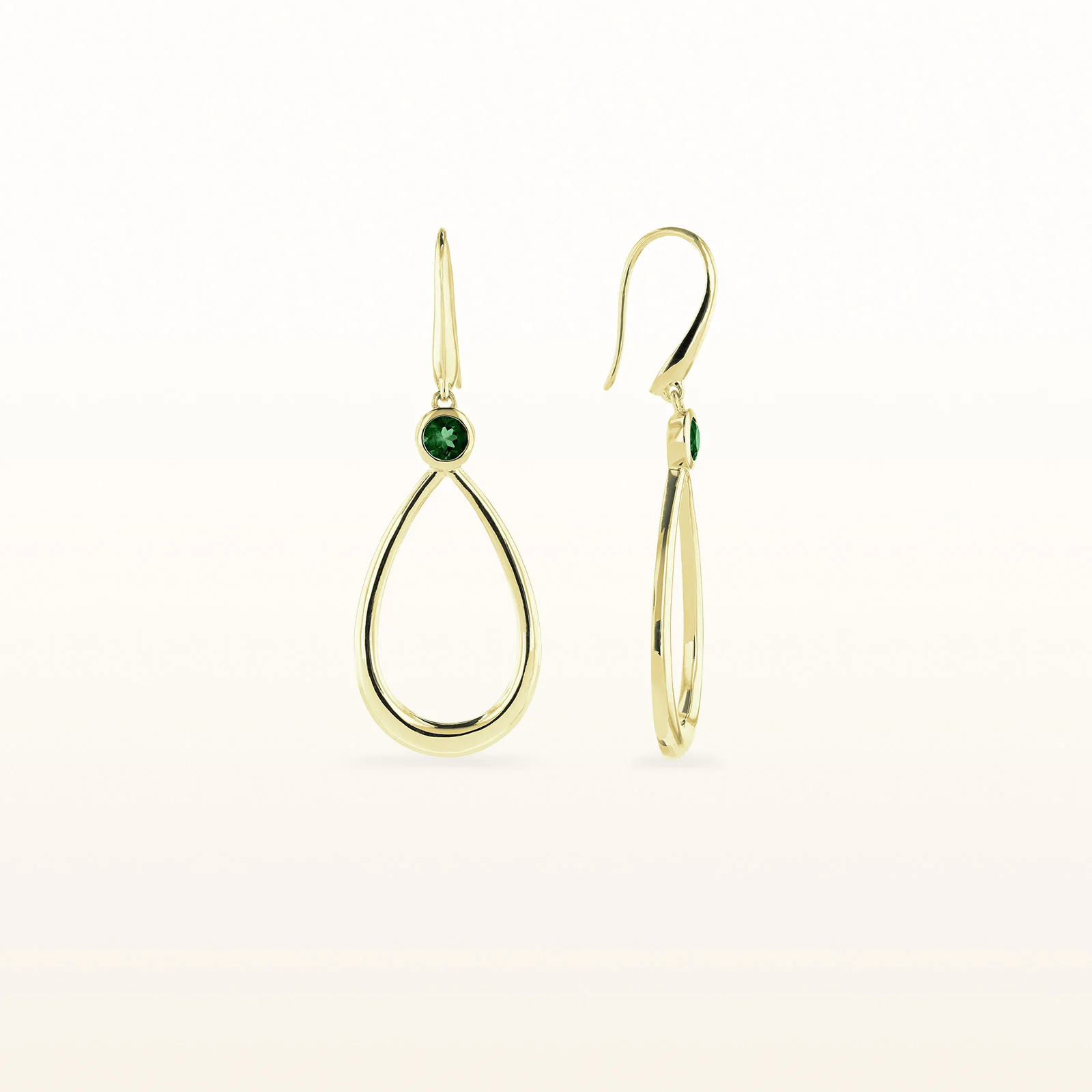 14kt Yellow Gold Teardrop Earrings with Round Gemstones - Image 28