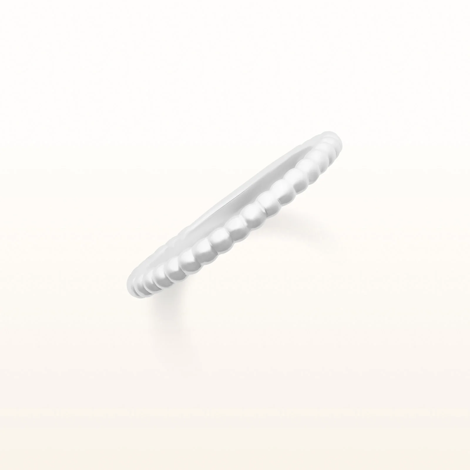 2.0 mm Stackable Beaded Band in 14kt White Gold - Image 2