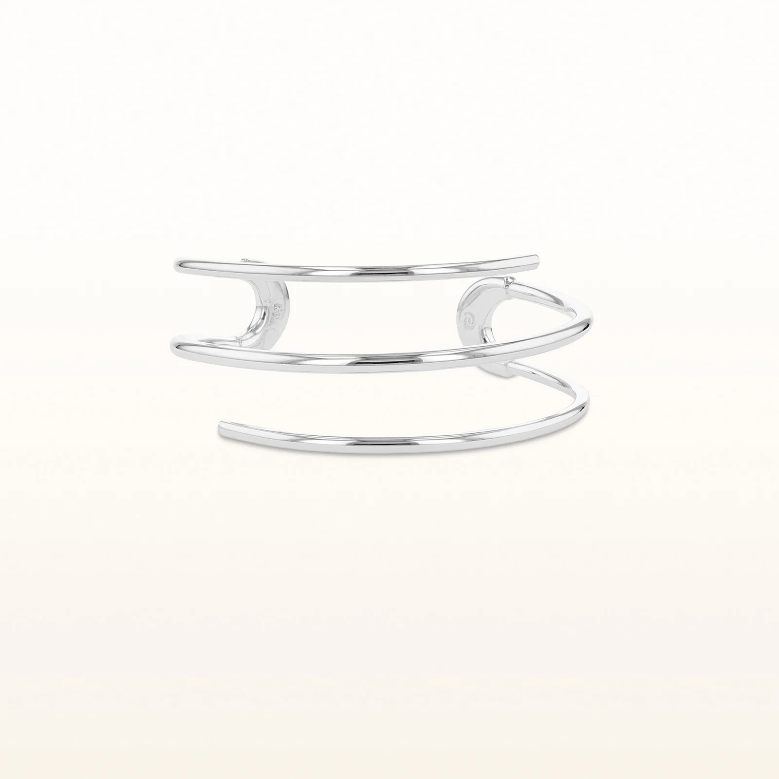 925 Sterling Silver 3-Row Spiral Cuff Bracelet - Image 6