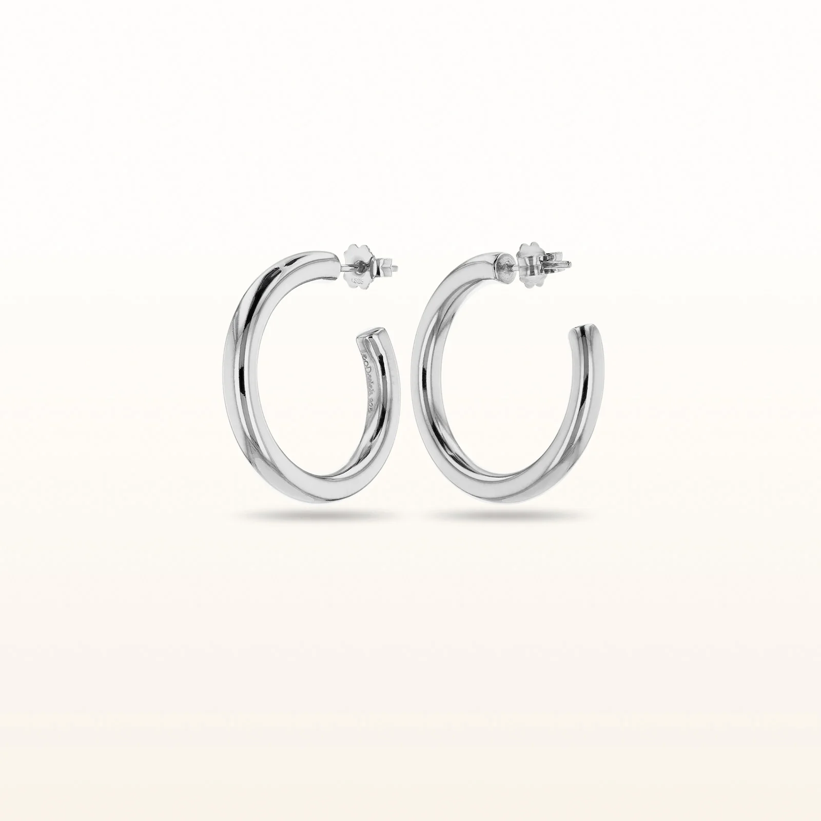 925 Sterling Silver 4.25 mm Tube Hoop Earrings - Image 2