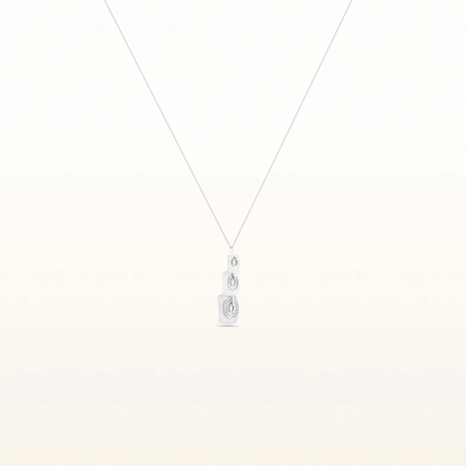925 Sterling Silver and White Enamel 3-Square Drop Pendant - Image 2