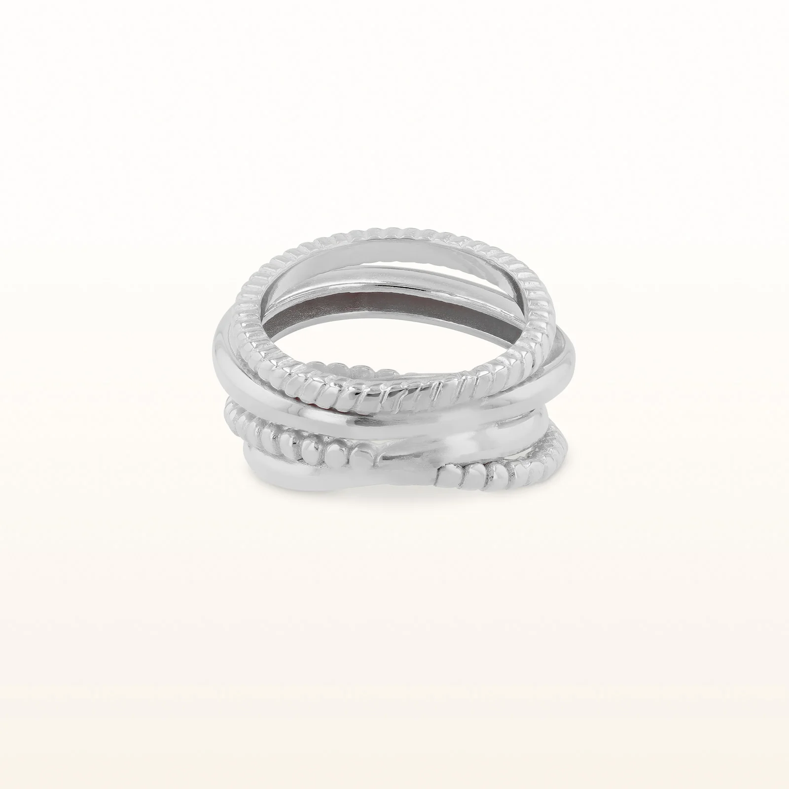 925 Sterling Silver Cable-Style Crossover Ring - Image 3