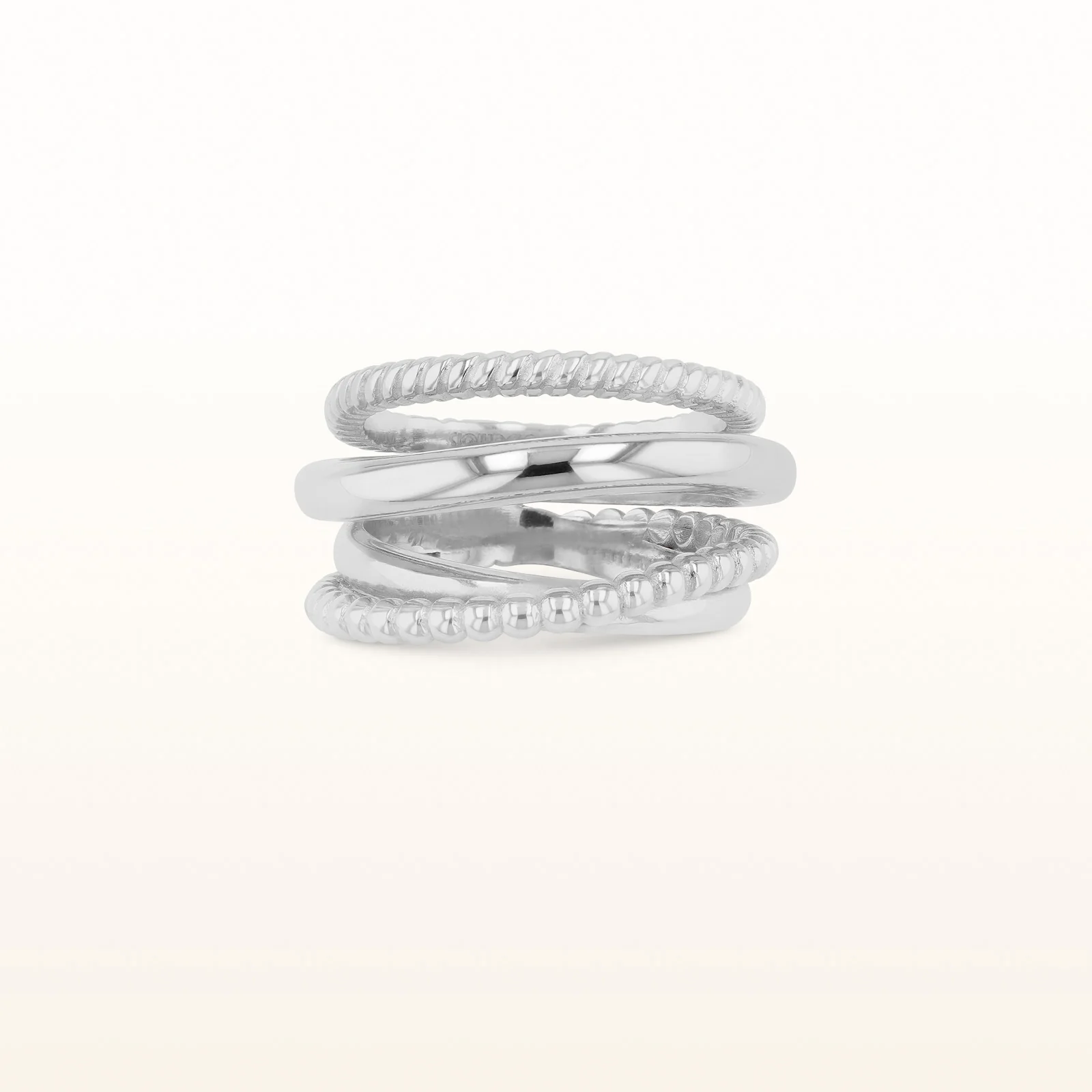 925 Sterling Silver Cable-Style Crossover Ring - Image 8