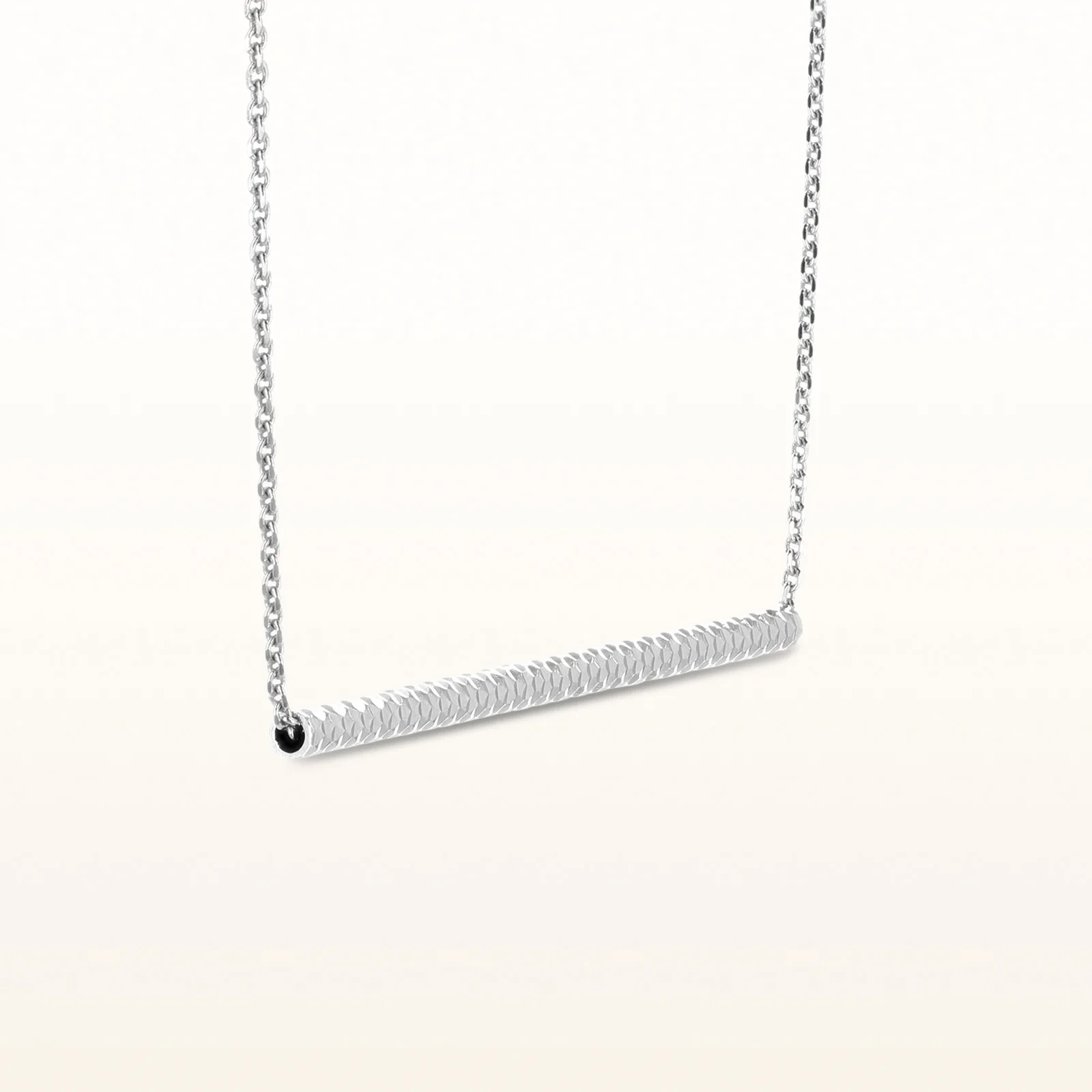 925 Sterling Silver Diamond Cut Horizontal Bar Necklace - Image 2