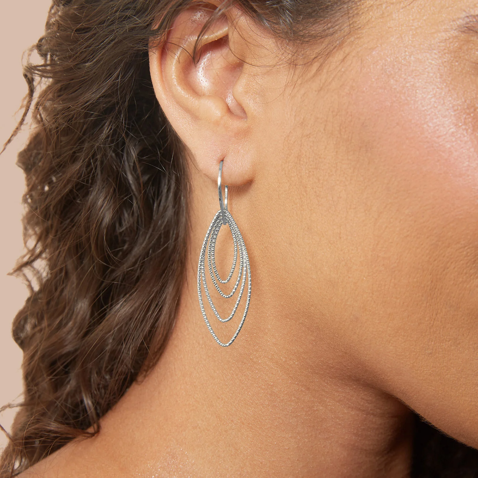 925 Sterling Silver Diamond Cut Marquise Shaped Drop Earrings - Image 6