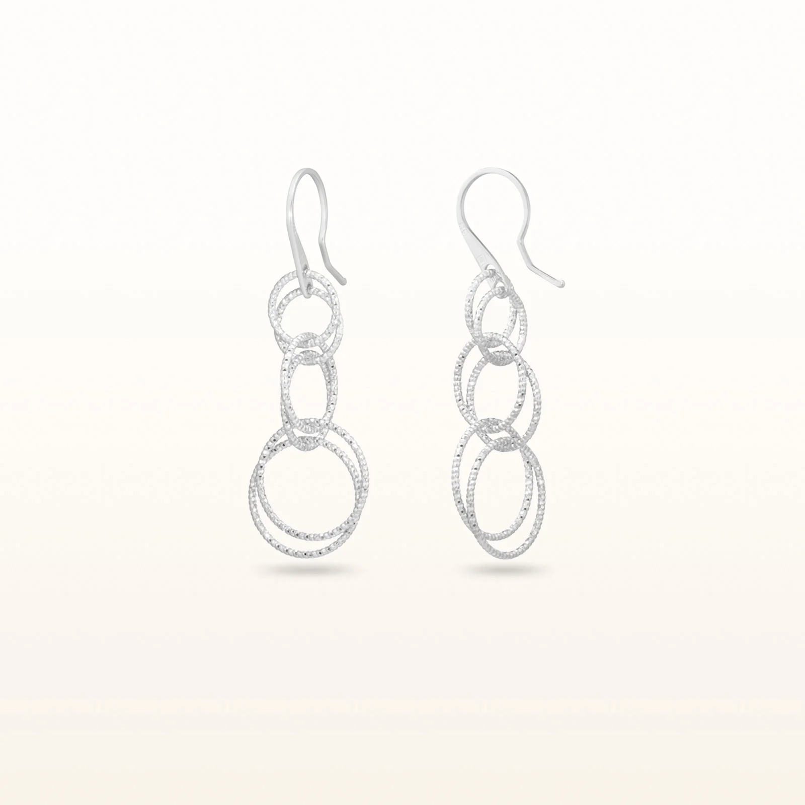 925 Sterling Silver Diamond Cut Multi-Link Circle Drop Earrings - Image 2