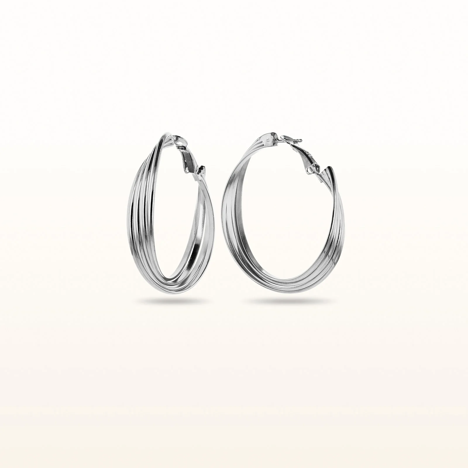 925 Sterling Silver Multi-Row Twisted Hoop Earrings - Image 2