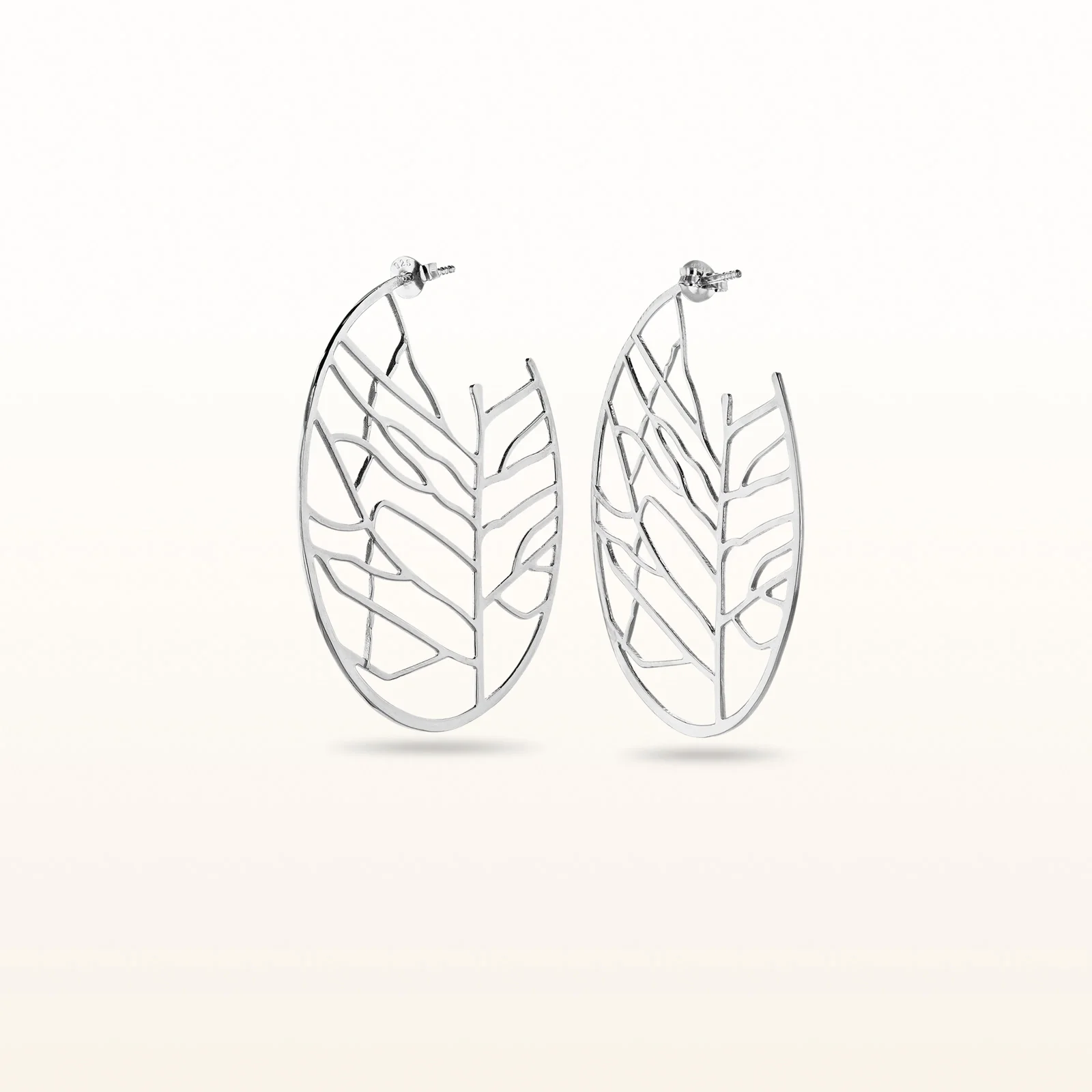 925 Sterling Silver Open Cutwork Hoop Earrings - Image 2
