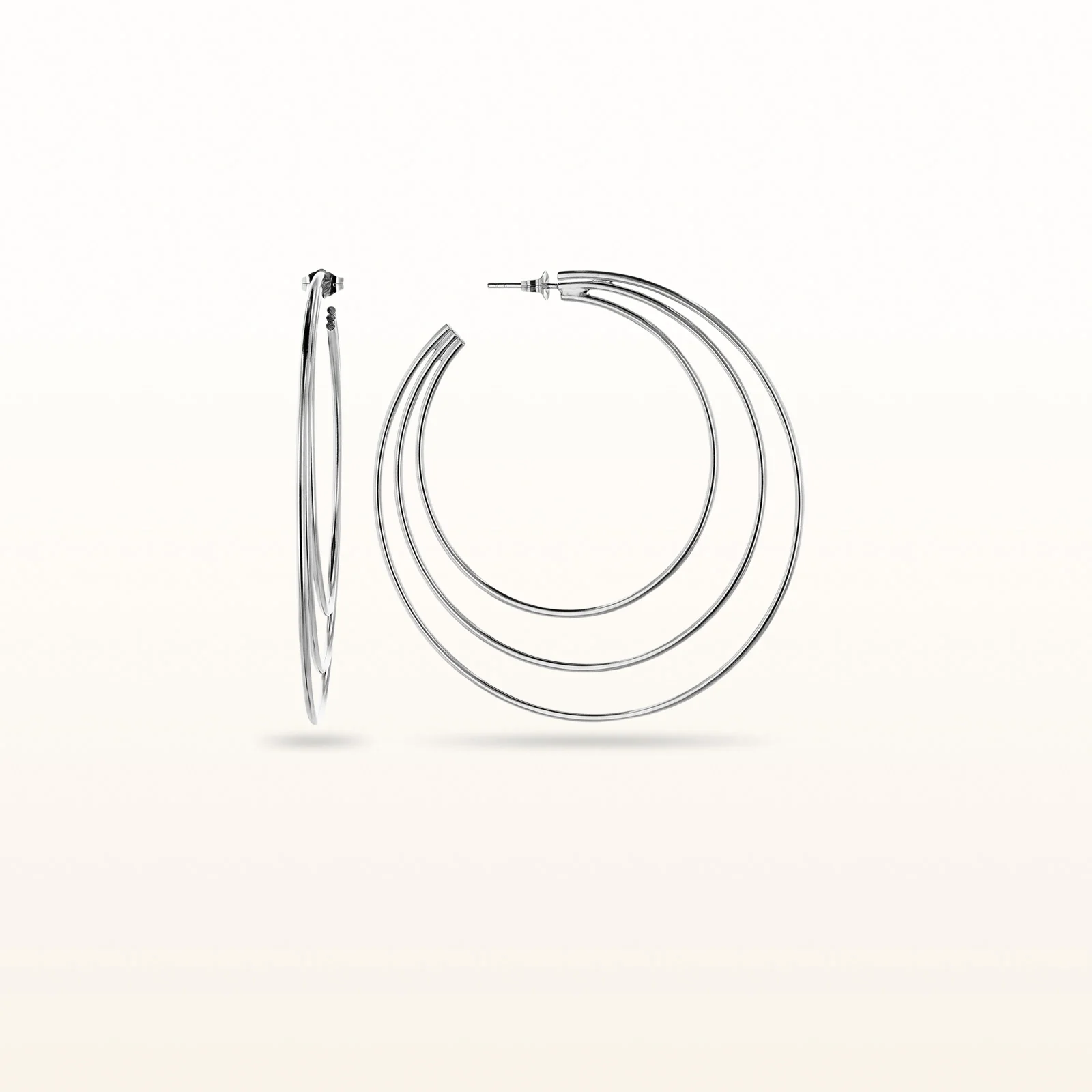925 Sterling Silver Triple Hoop Earrings - Image 6