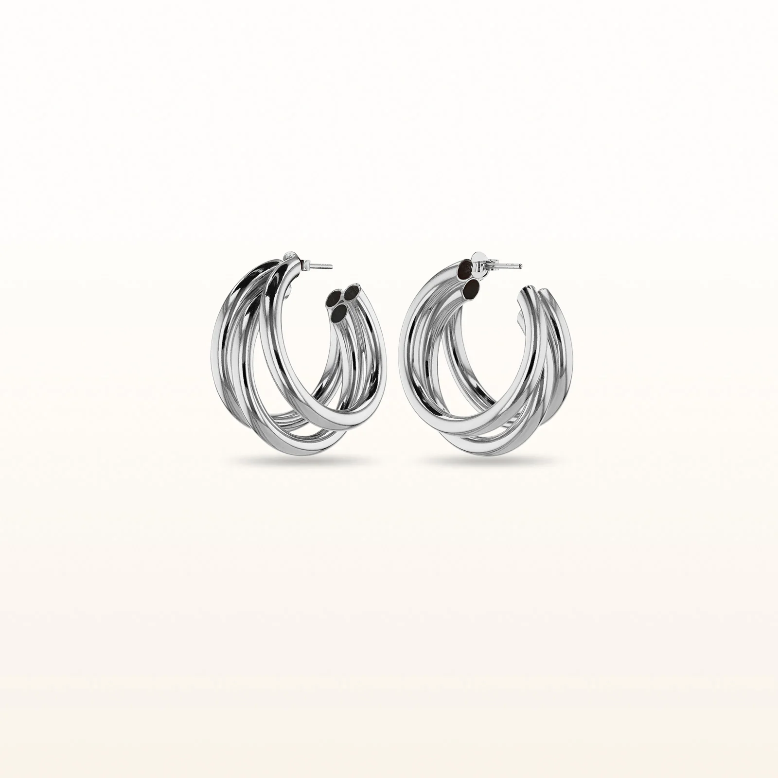 925 Sterling Silver Triple Tube Hoop Earrings - Image 2