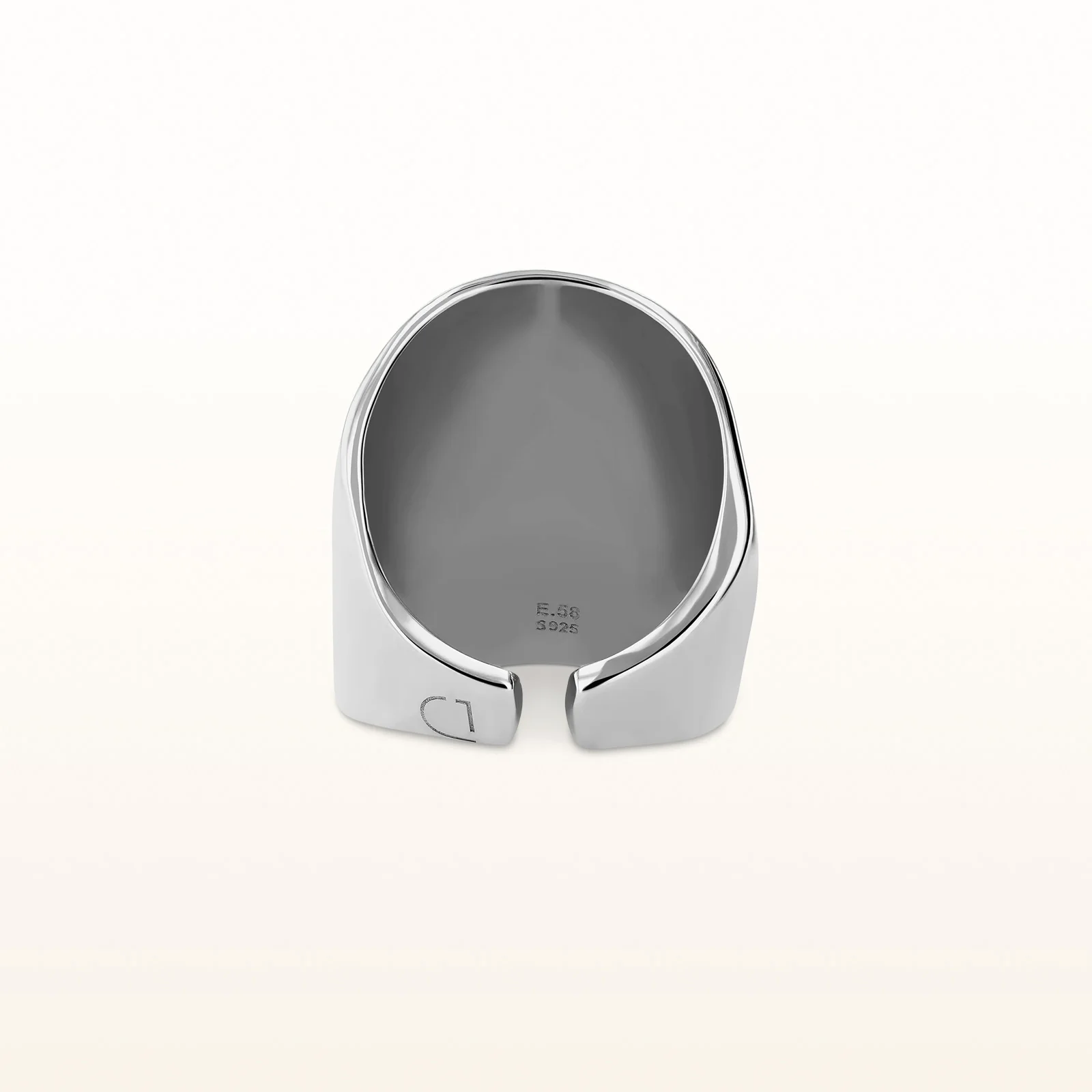 925 Sterling Silver Wavy High Polish Finish Wide Fashion Ring - Image 3