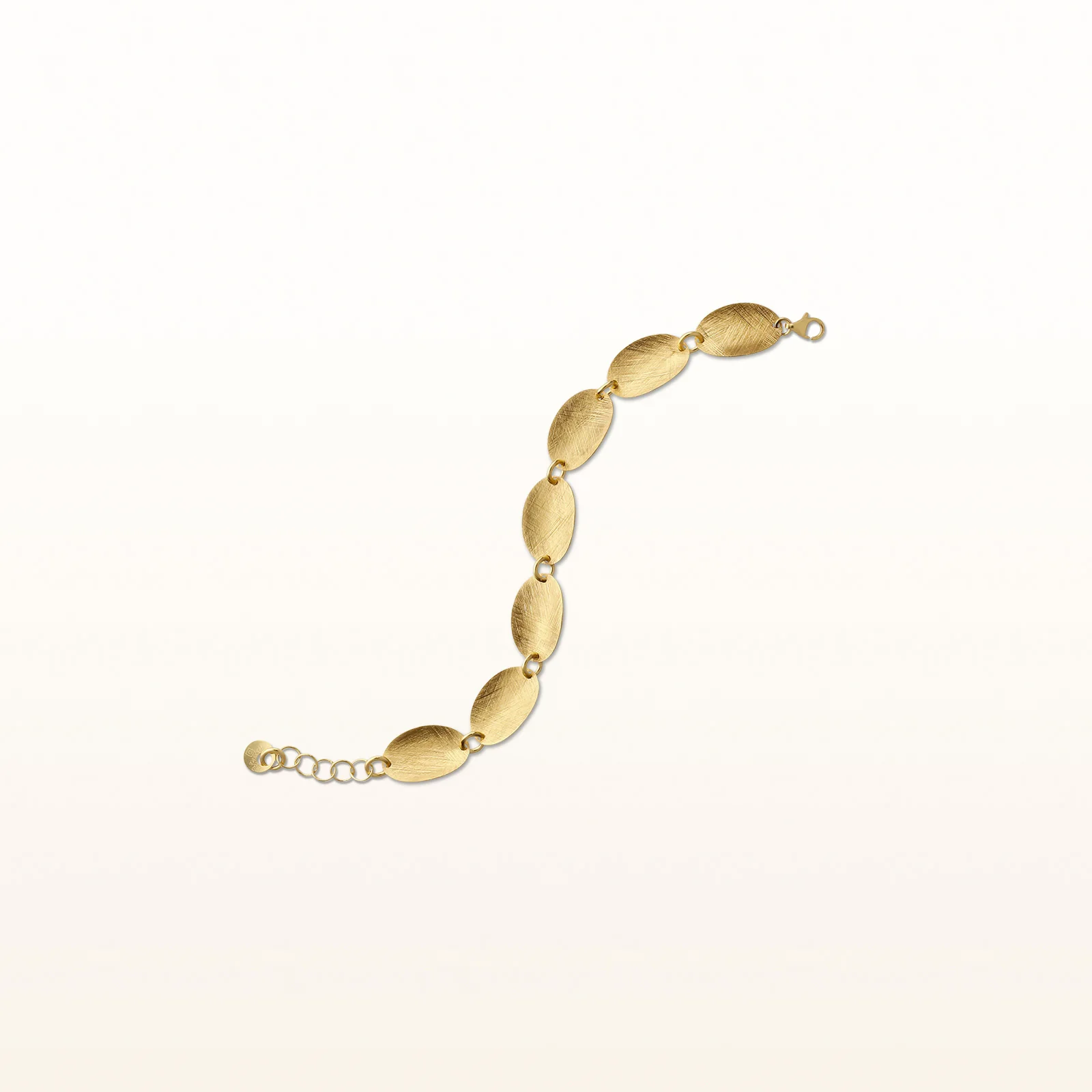 925 Sterling Silver Wire Brushed Concave Oval Disc Bracelet - Image 3