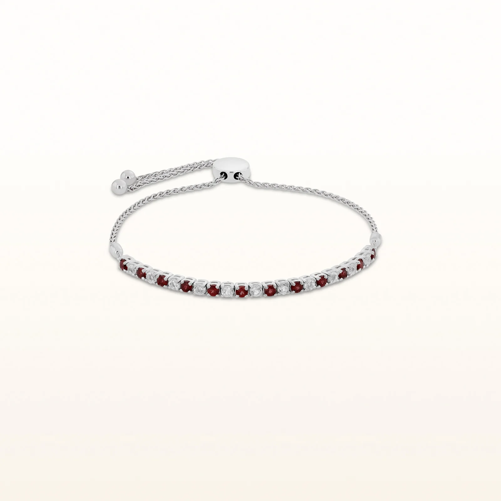 Alternating Gemstone and White Topaz Bolo Bracelet in 925 Sterling Silver - Image 6