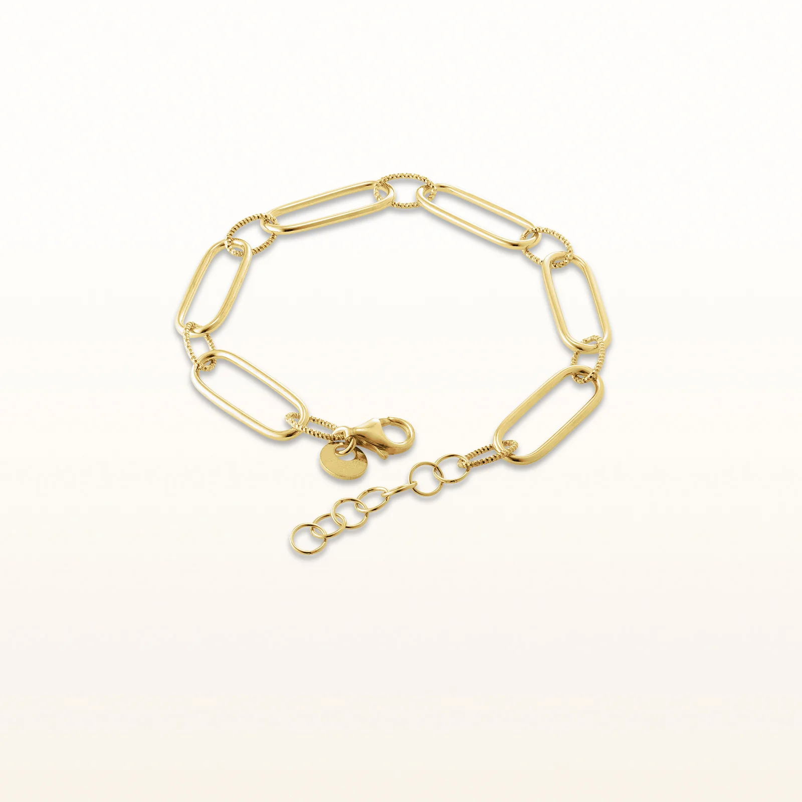 Alternating Link Paperclip Bracelet in Yellow Gold Plated 925 Sterling Silver - Image 3
