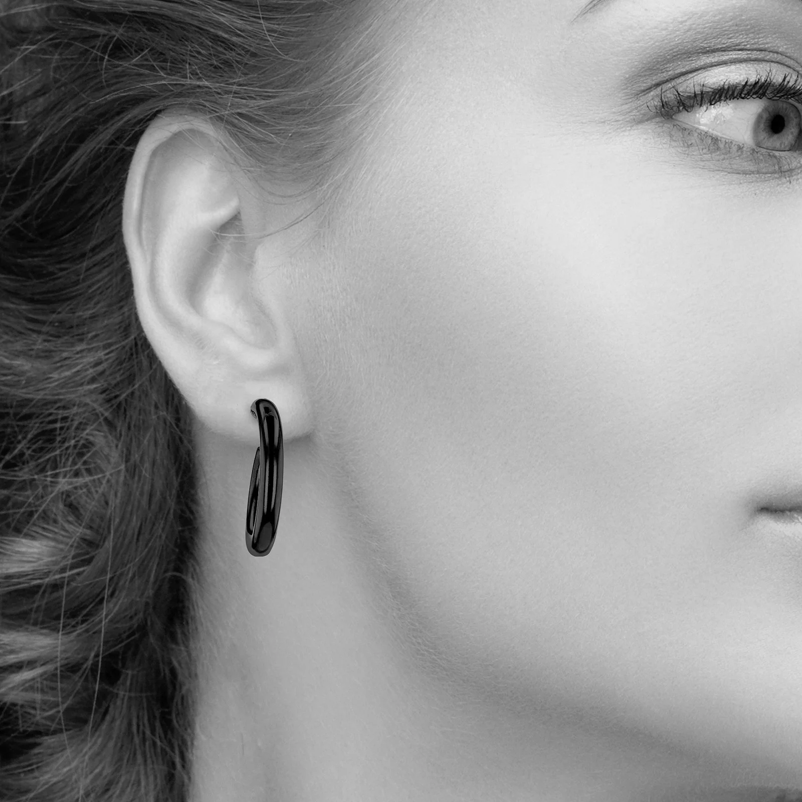 Blackened 925 Sterling Silver 4.25 mm Tube Hoop Earrings - Image 3