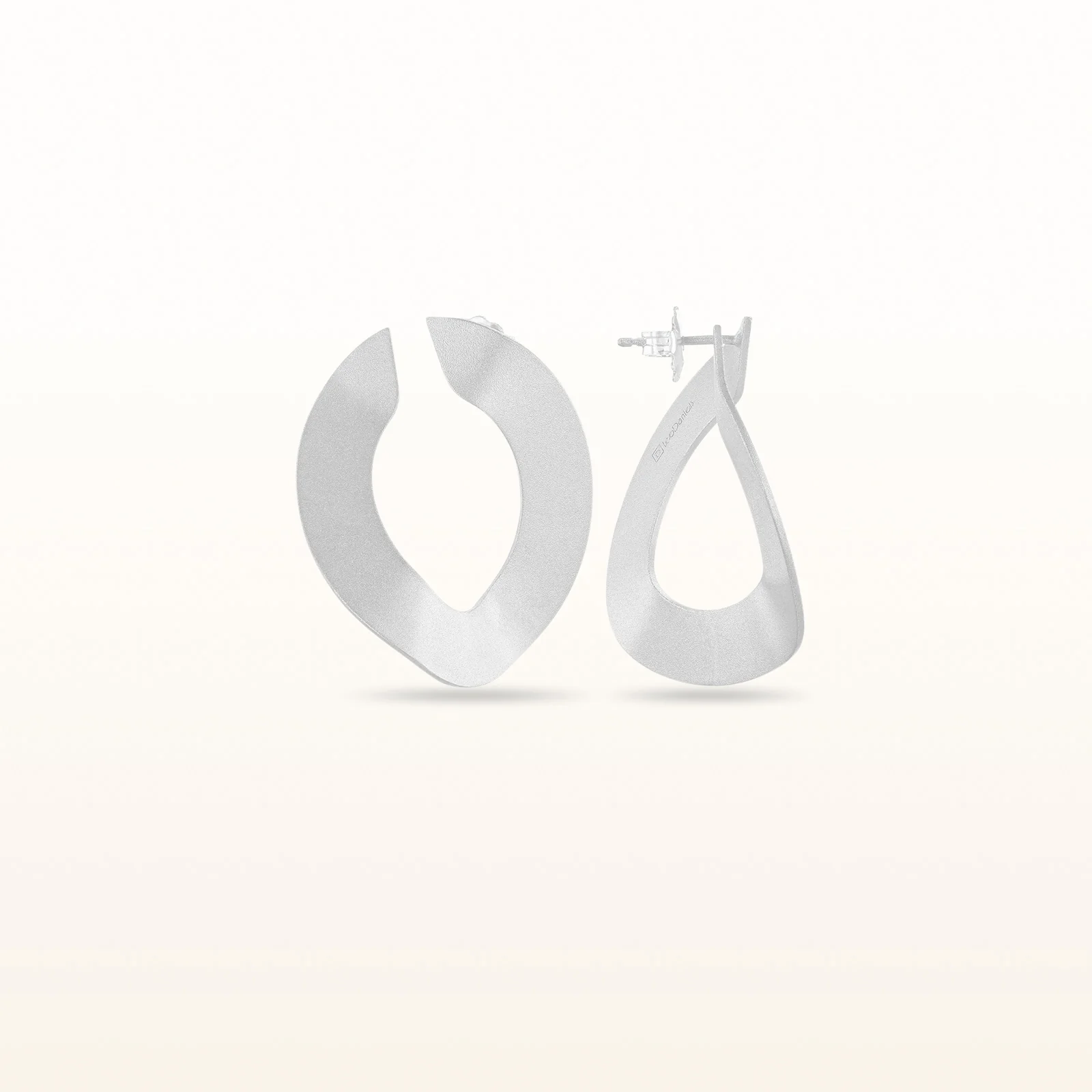 Brushed 925 Sterling Silver Artistic Hoop Earrings