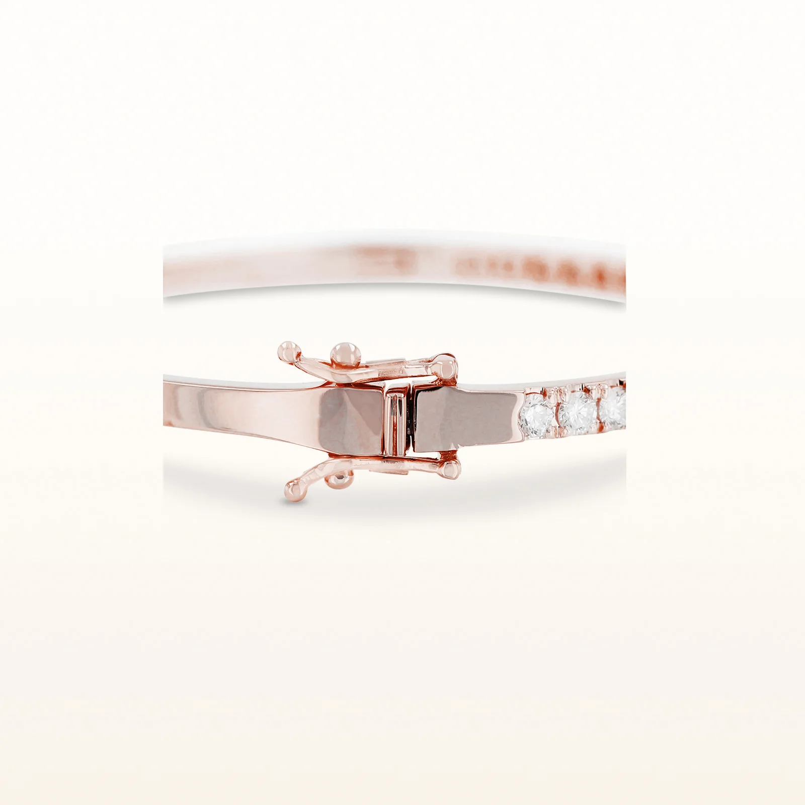 Classic Hinged Bangle Bracelet n 14kt Rose Gold - Image 3