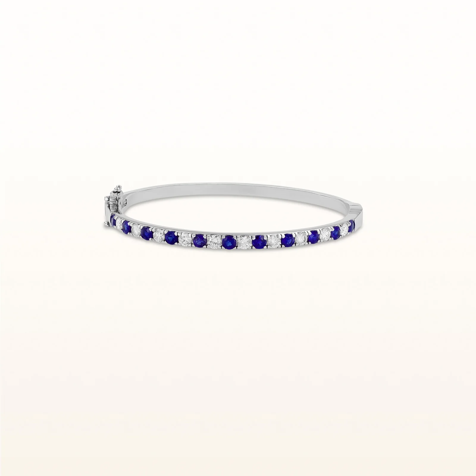 Classic Hinged Diamond and Gemstone Bangle Bracelet in 14kt White Gold - Image 13