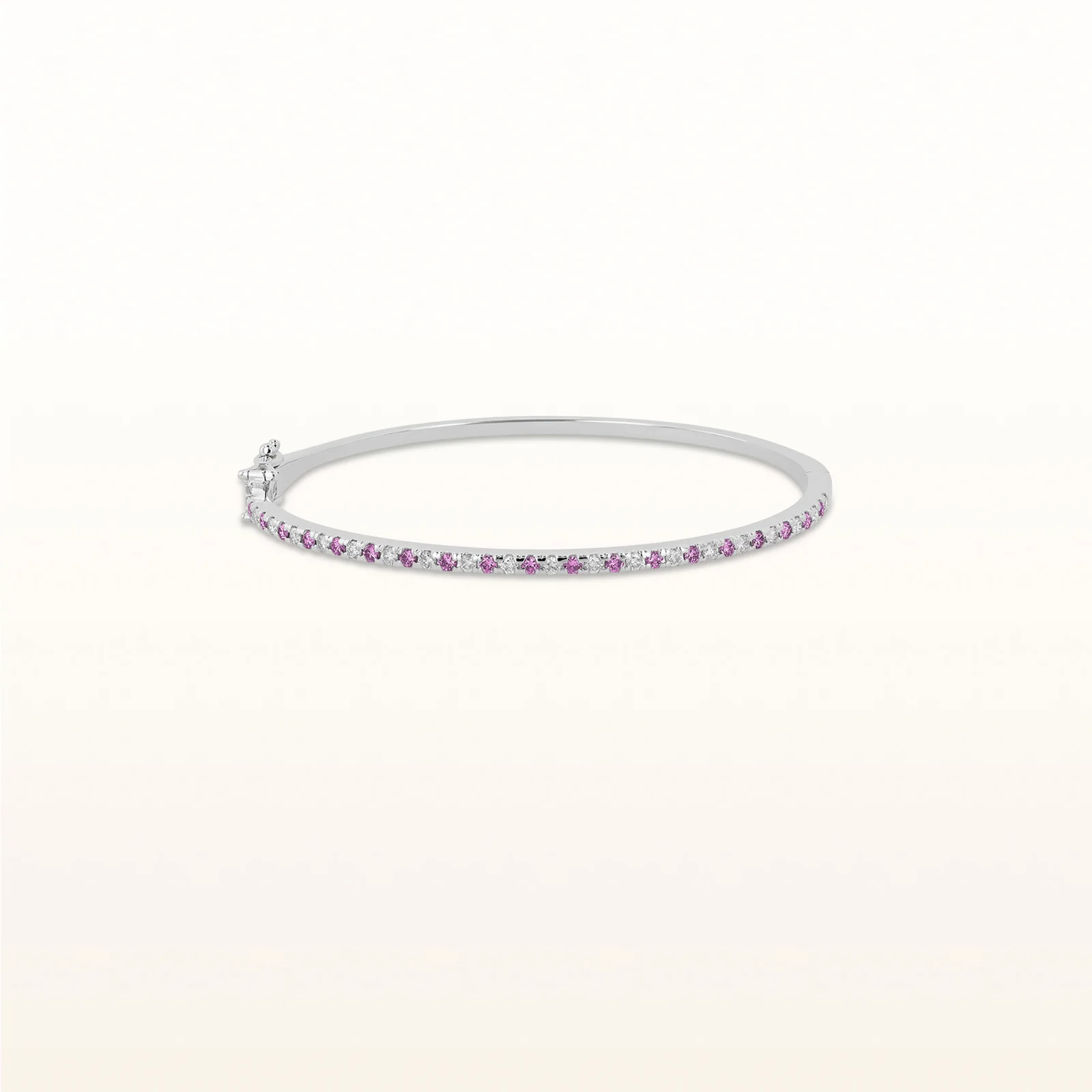 Classic Hinged Diamond and Gemstone Bangle Bracelet in 14kt White Gold - Image 6