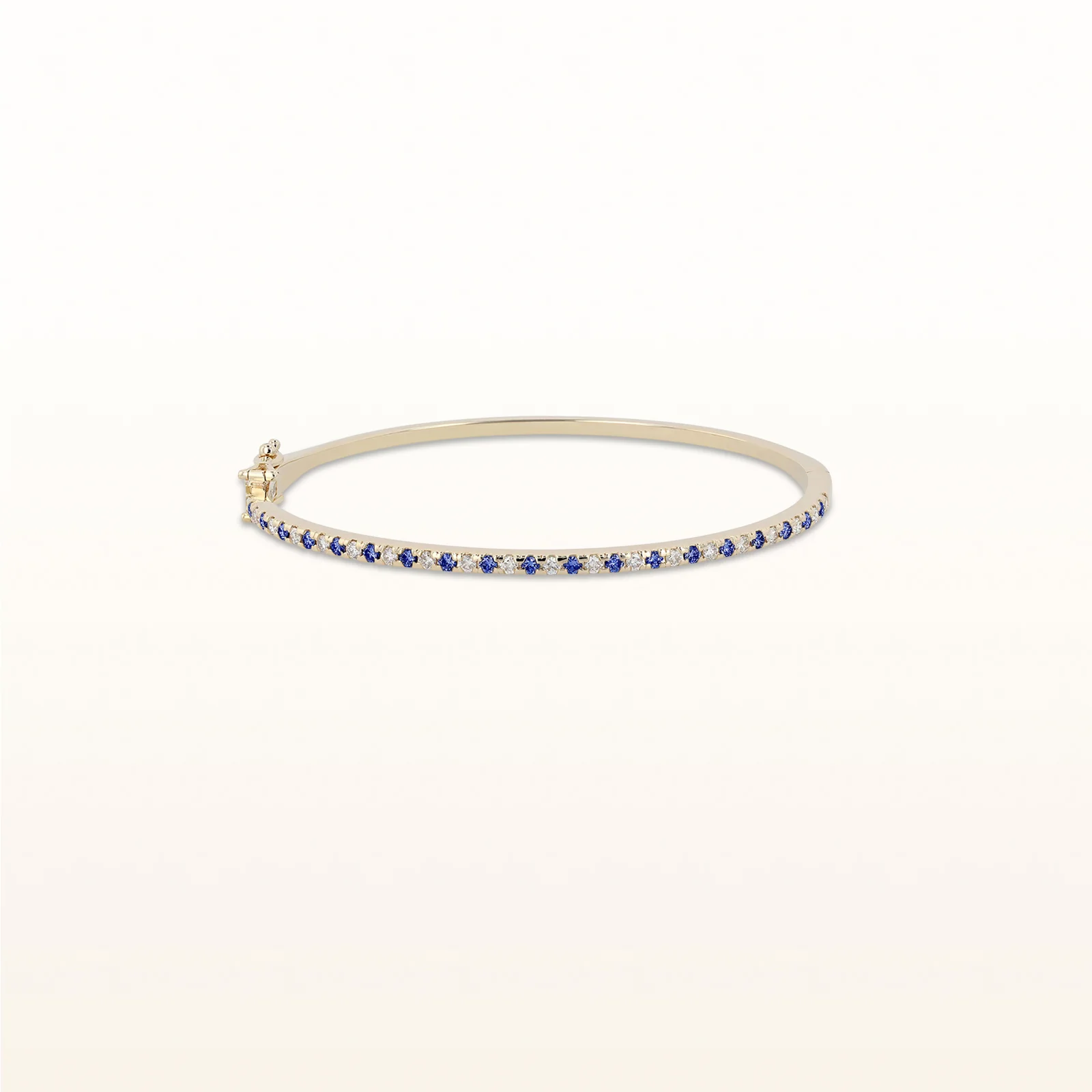 Classic Hinged Diamond and Gemstone Bangle Bracelet in 14kt Yellow Gold - Image 5