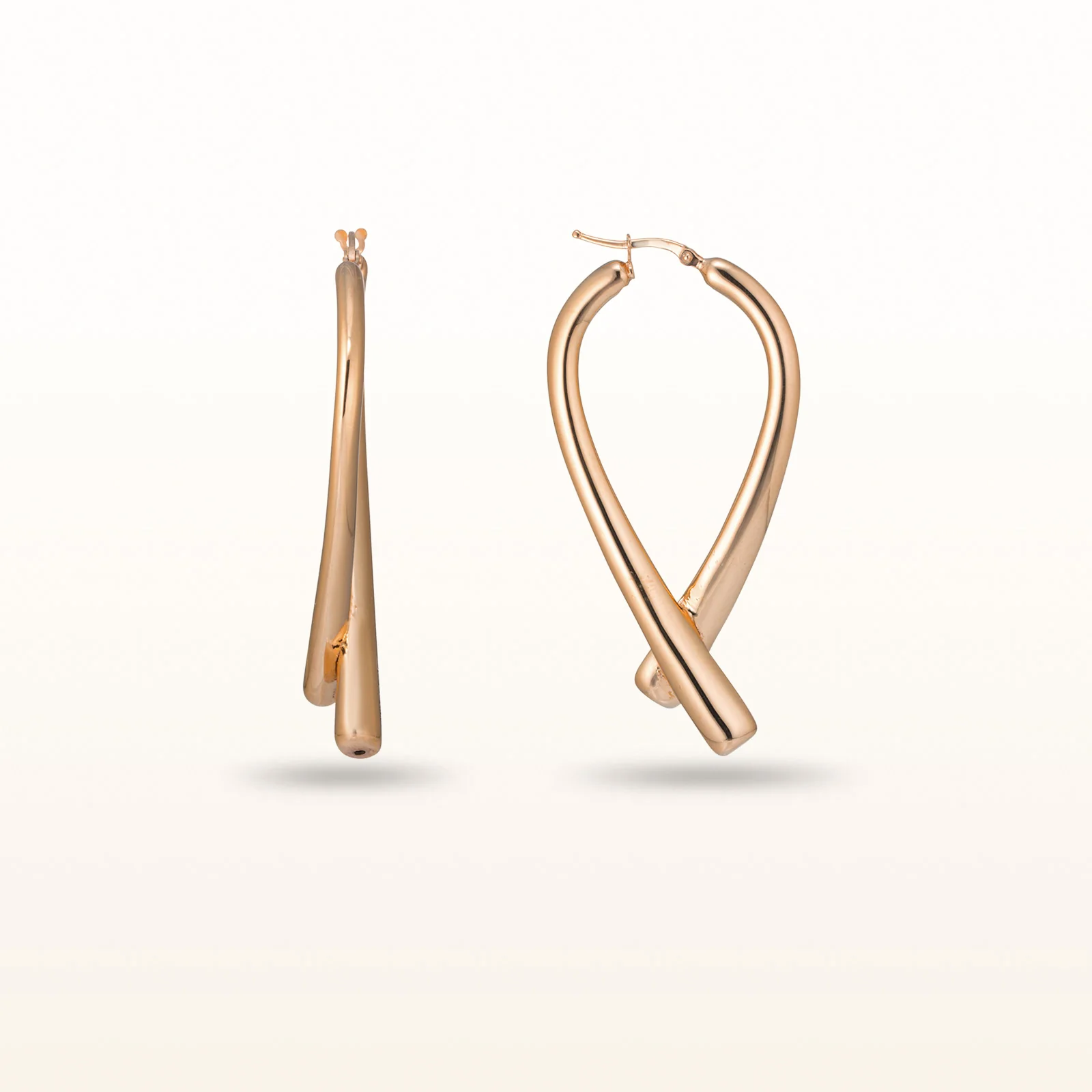 Cross-Over Drop Earrings in Rose Gold Plated 925 Sterling Silver