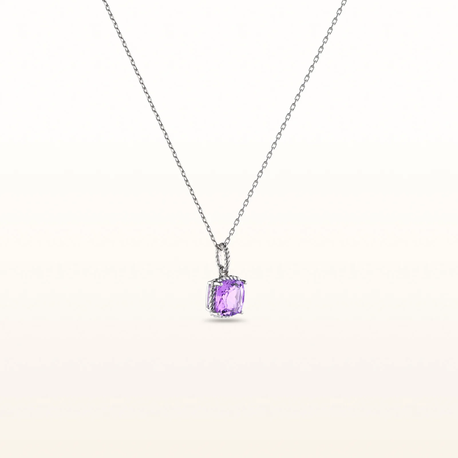 Cushion Cut Gemstone Cable Stye Pendant in 925 Sterling Silver - Image 2
