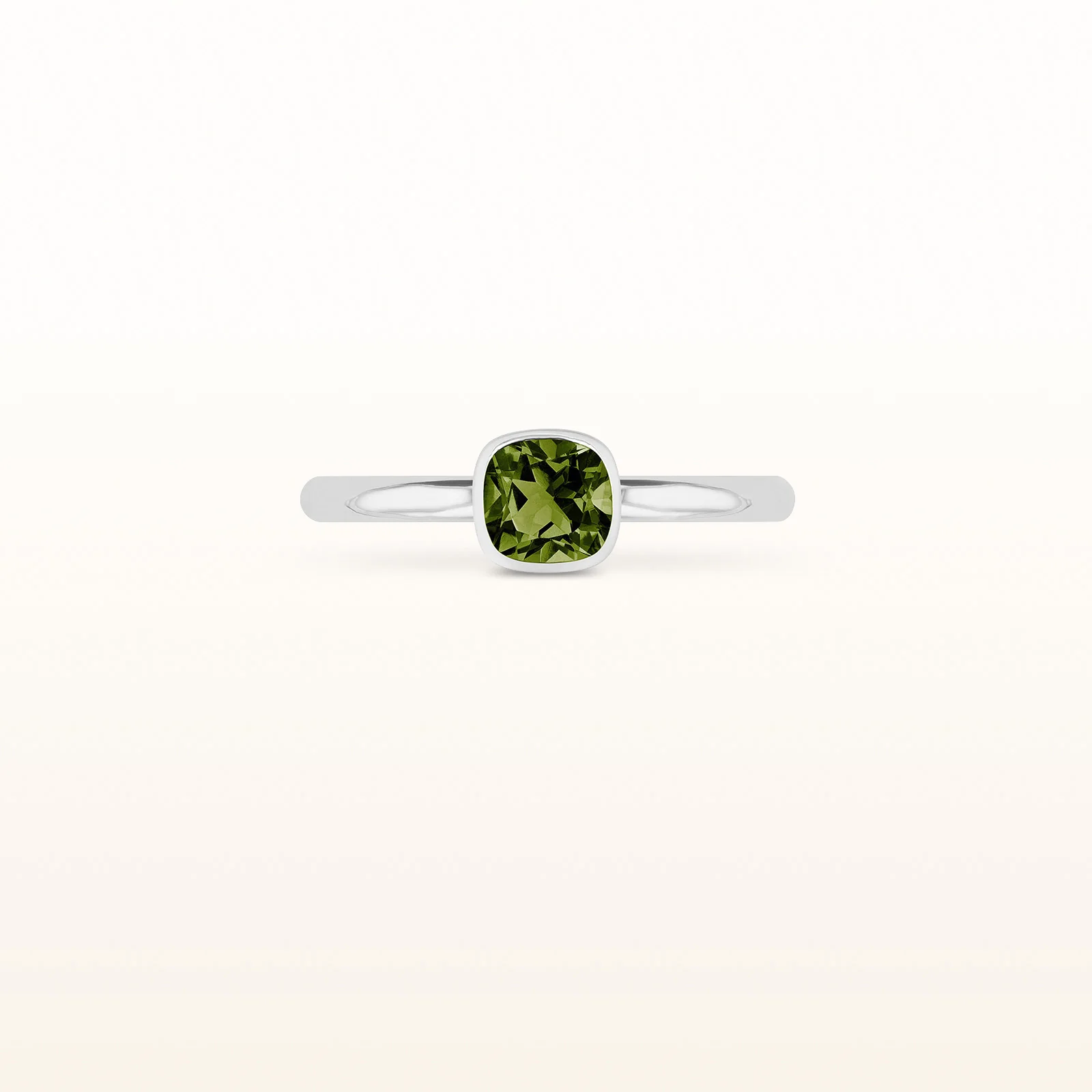 5 x 5 mm Cushion Cut Gemstone Stackable High Polish Ring in 14kt White Gold - Image 10