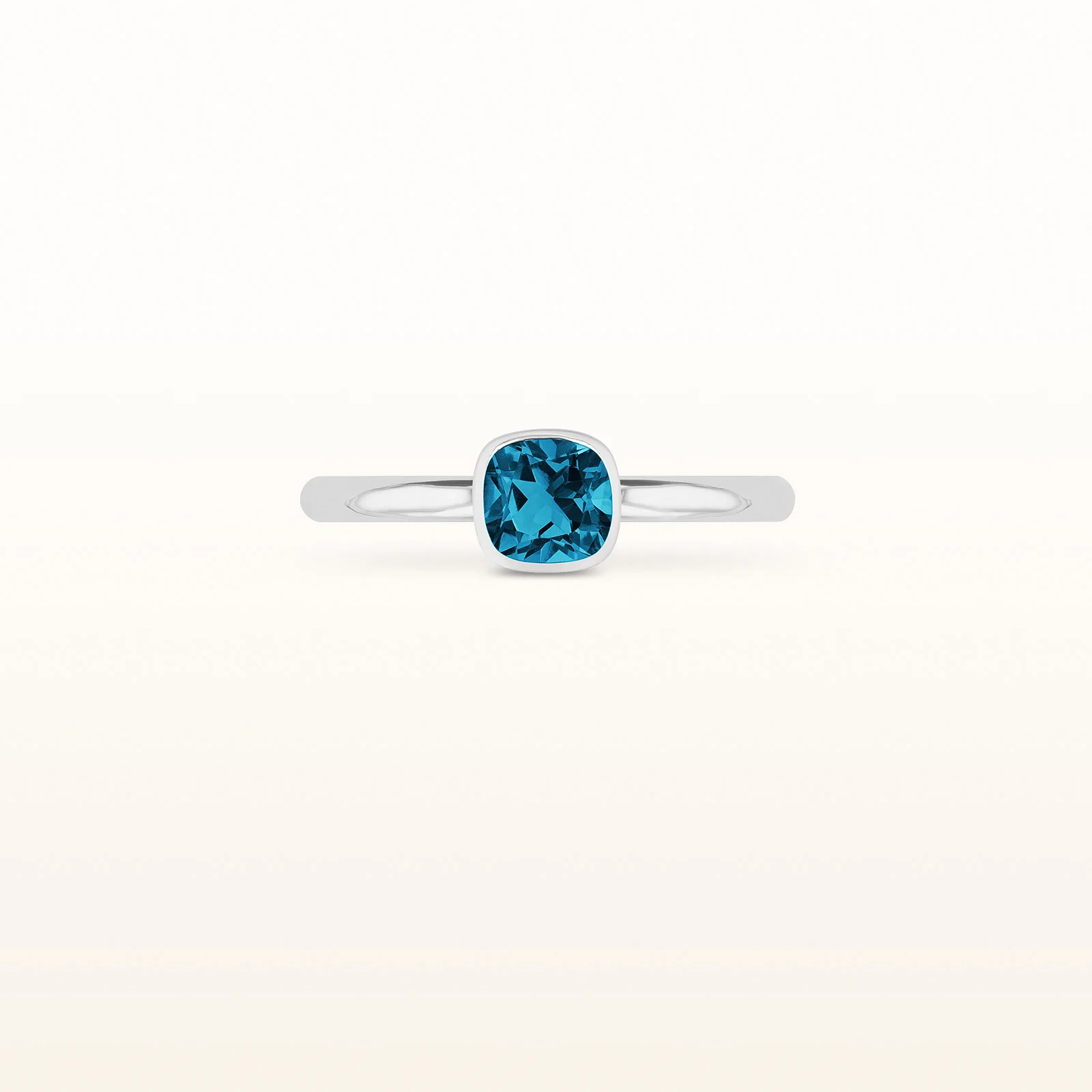 5 x 5 mm Cushion Cut Gemstone Stackable High Polish Ring in 14kt White Gold - Image 12