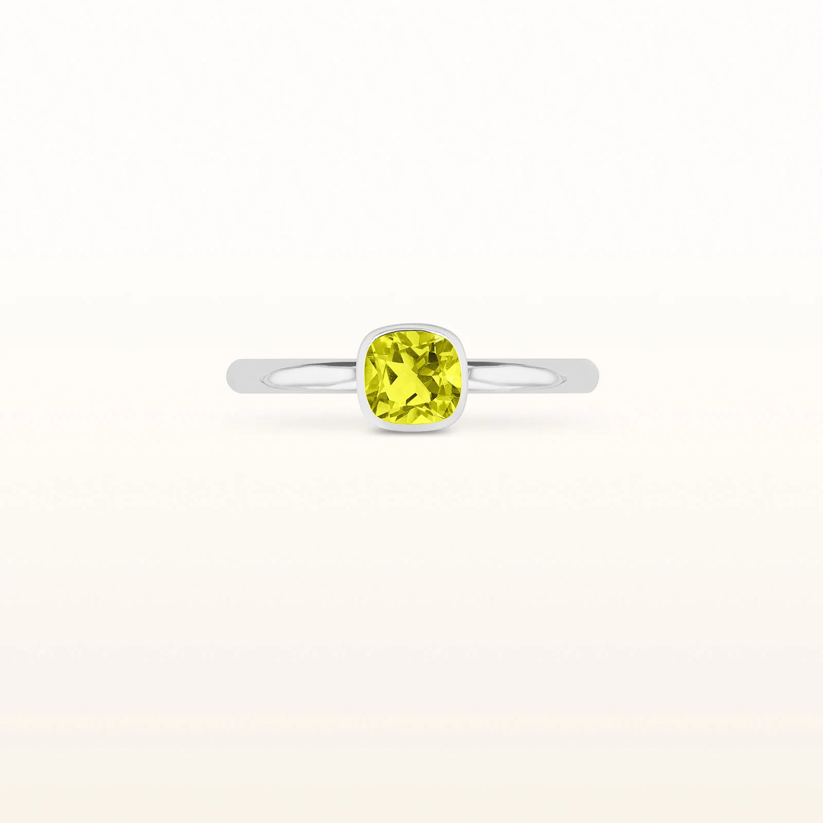 5 x 5 mm Cushion Cut Gemstone Stackable High Polish Ring in 14kt White Gold - Image 13