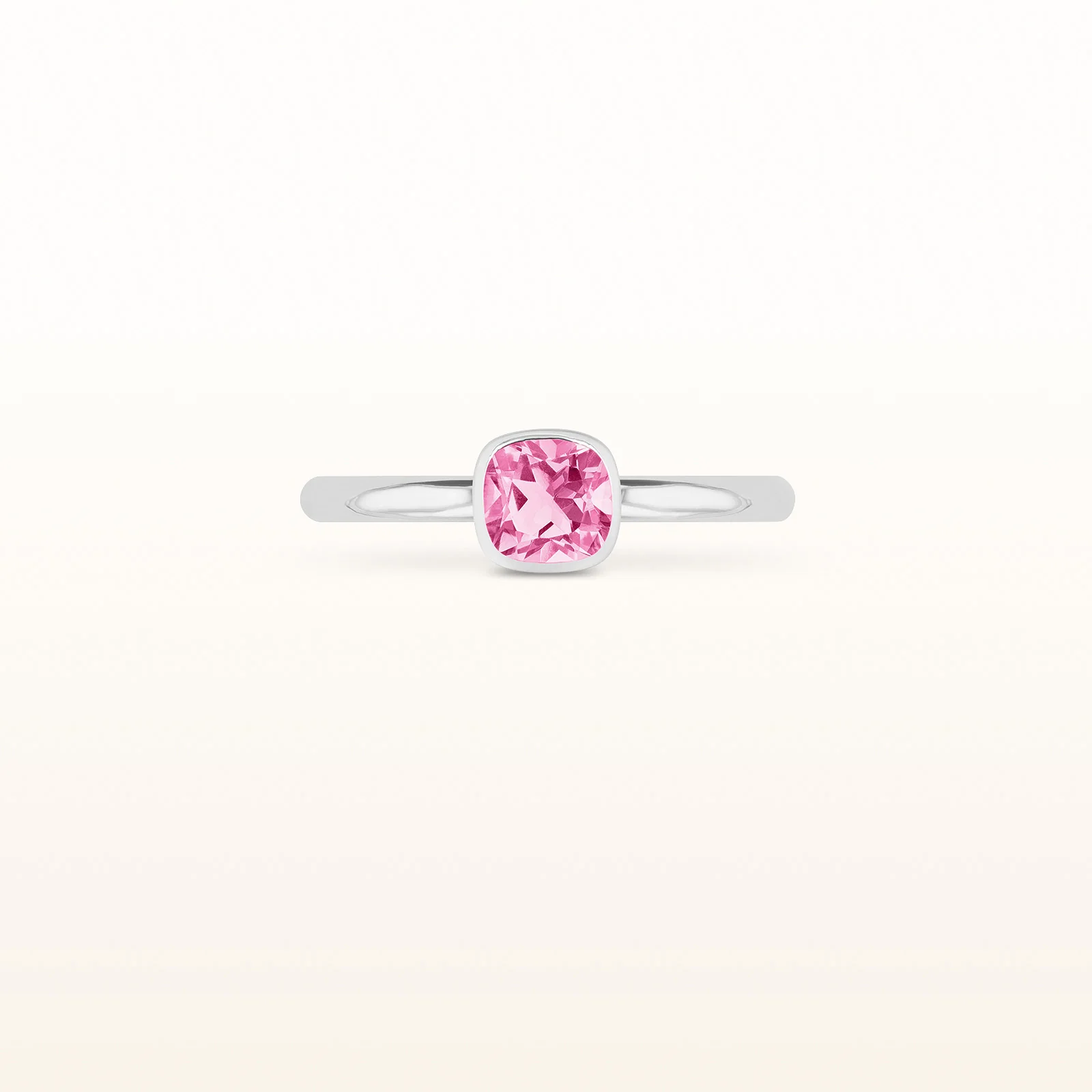 5 x 5 mm Cushion Cut Gemstone Stackable High Polish Ring in 14kt White Gold - Image 16