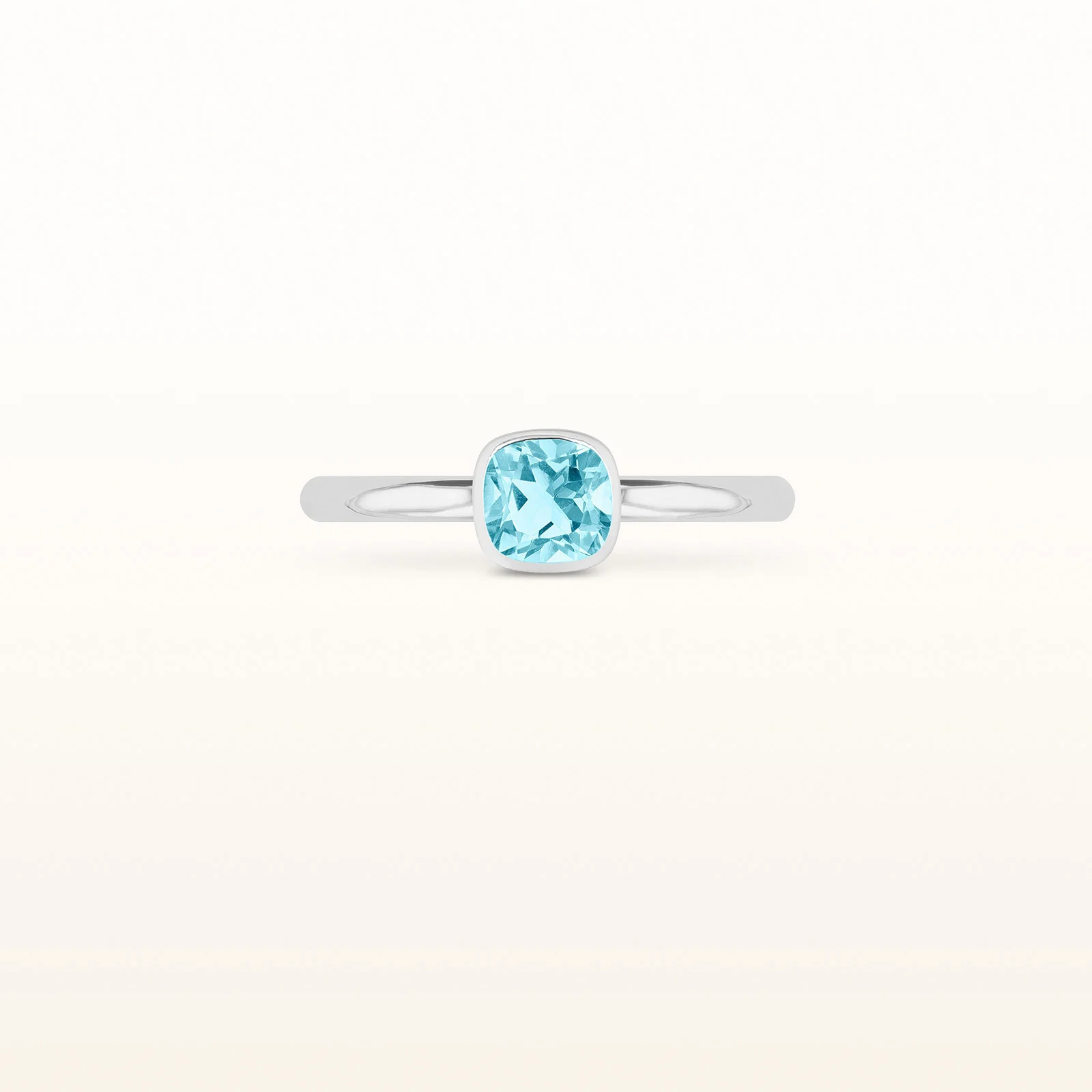 5 x 5 mm Cushion Cut Gemstone Stackable High Polish Ring in 14kt White Gold - Image 7