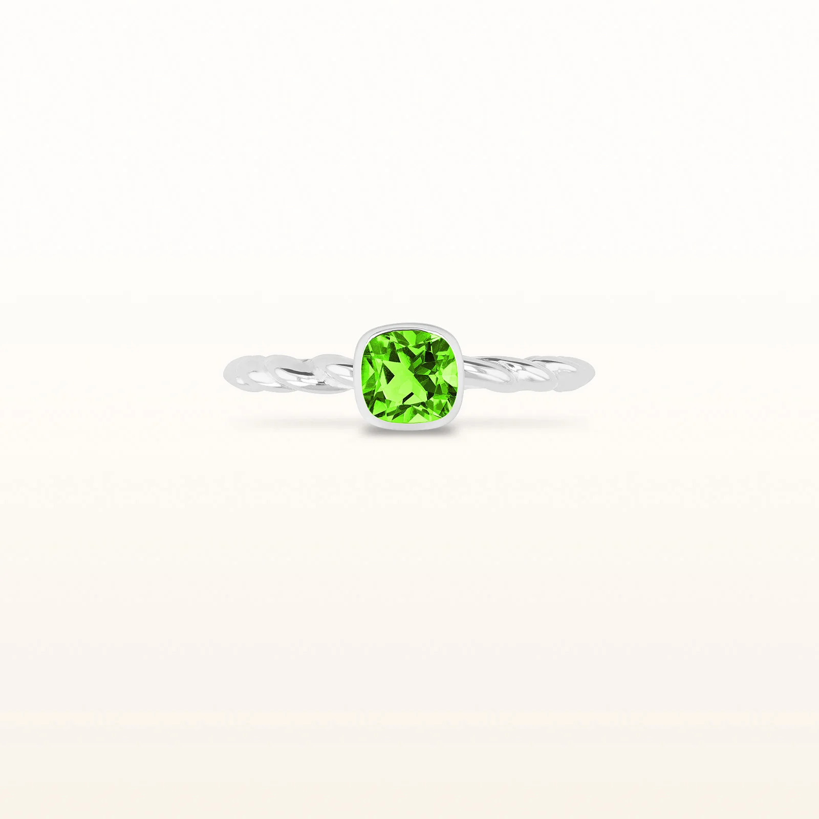 5 x 5 mm Cushion Gemstone or Diamond Stackable Rope Style Ring in 925 Sterling Silver - Image 15