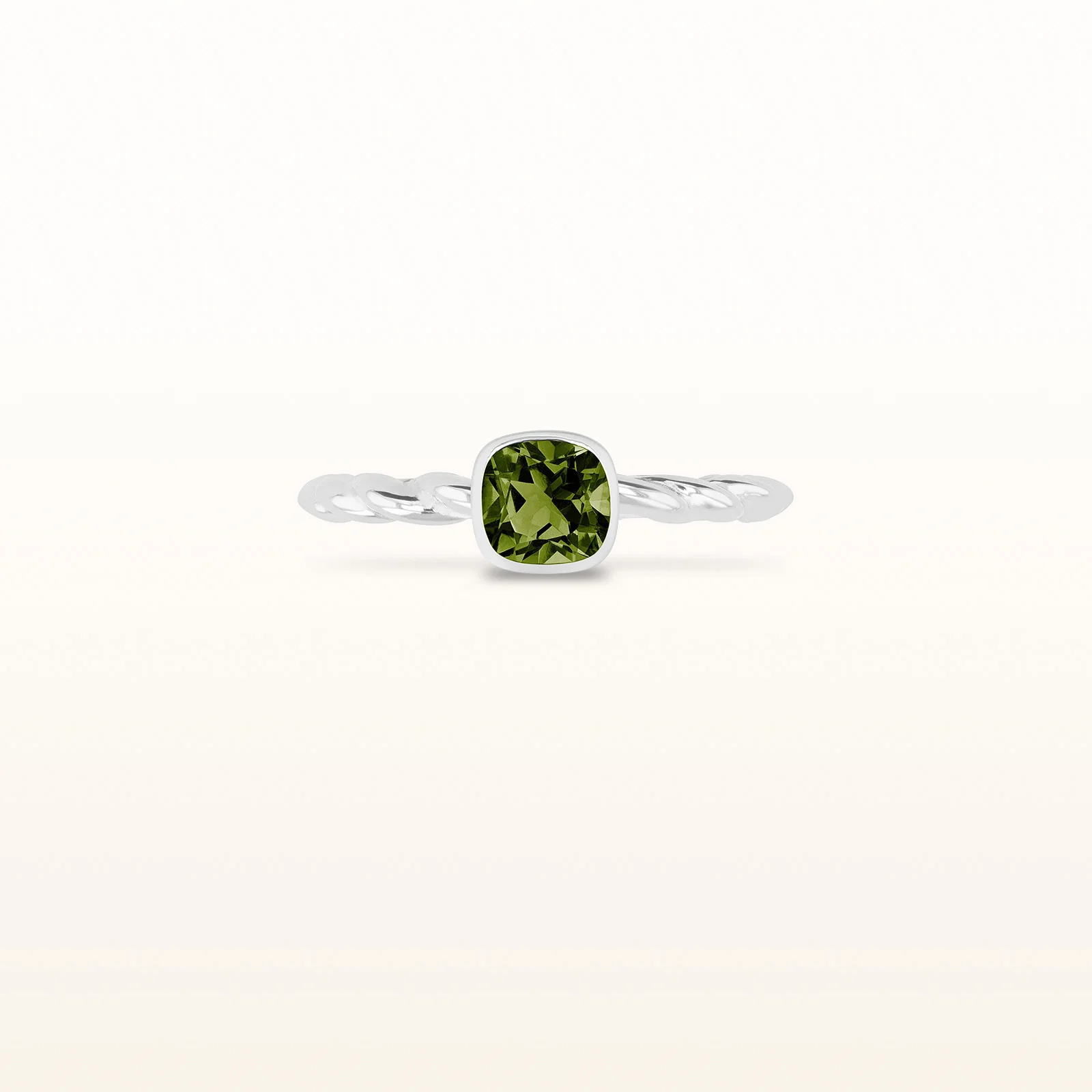 5 x 5 mm Cushion Cut Gemstone Stackable Rope Style Ring in 14kt White Gold - Image 10