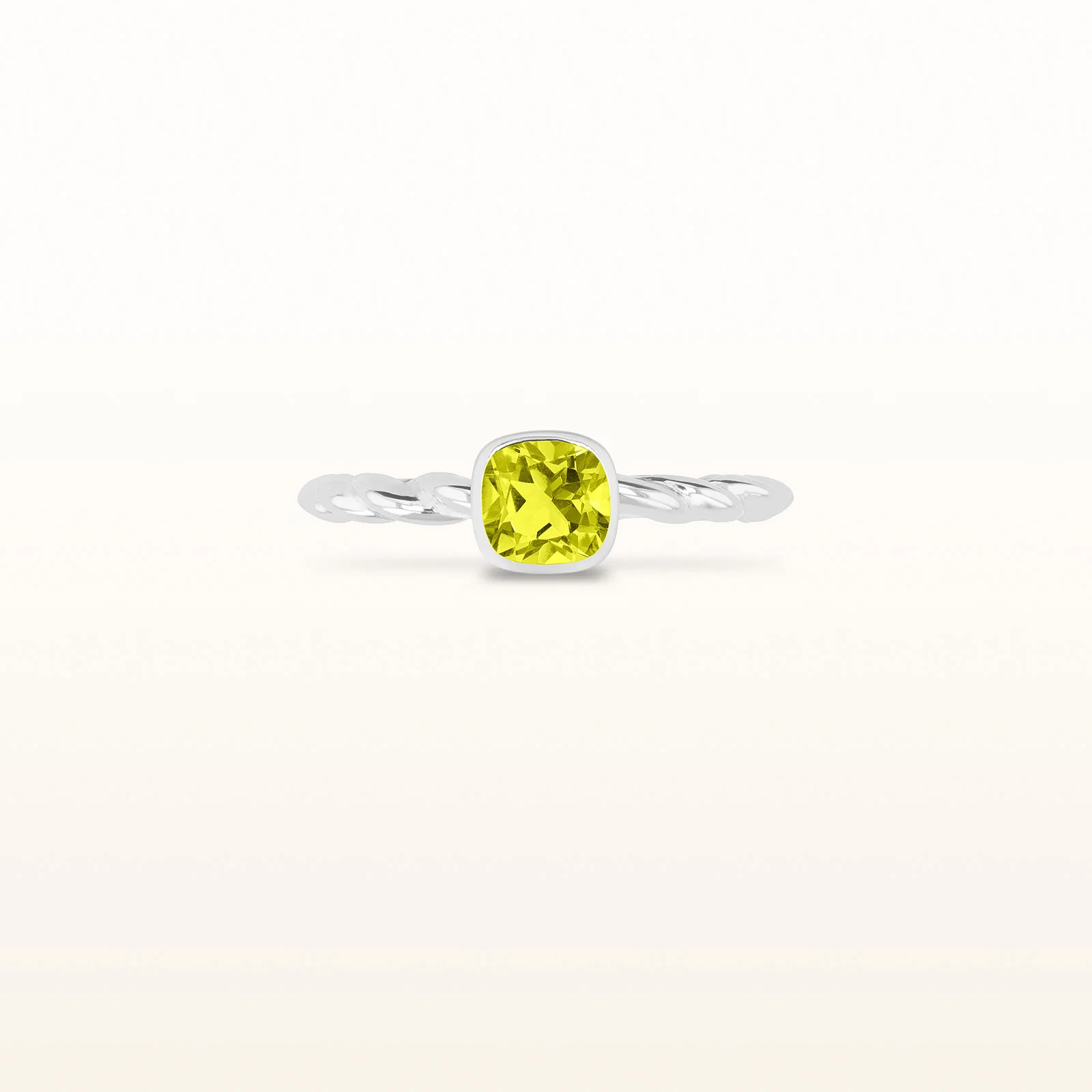 5 x 5 mm Cushion Cut Gemstone Stackable Rope Style Ring in 14kt White Gold - Image 13