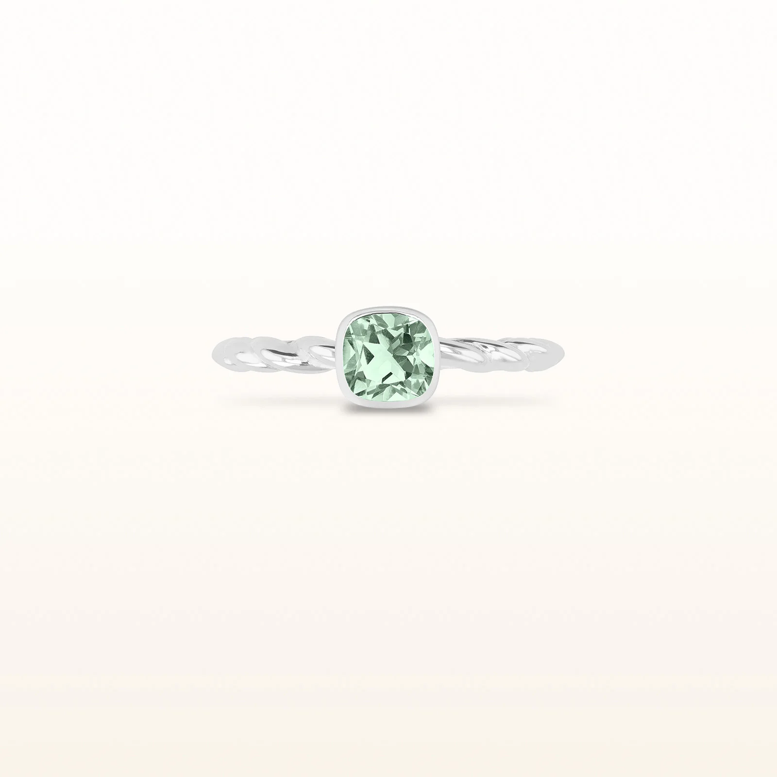 5 x 5 mm Cushion Cut Gemstone Stackable Rope Style Ring in 14kt White Gold - Image 17