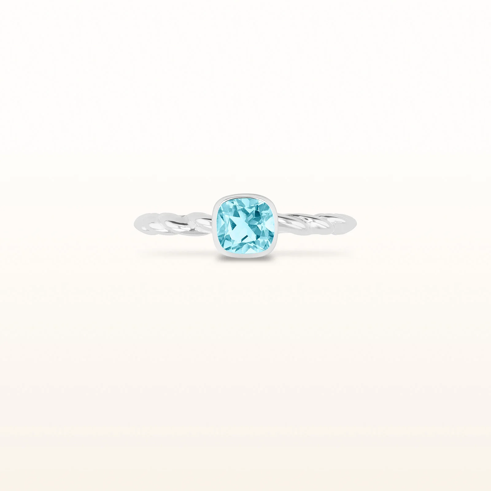 5 x 5 mm Cushion Cut Gemstone Stackable Rope Style Ring in 14kt White Gold - Image 7