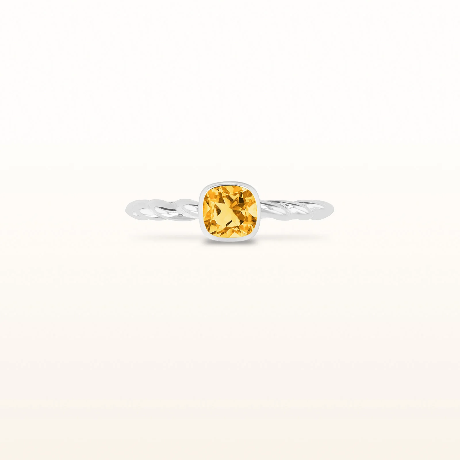 5 x 5 mm Cushion Cut Gemstone Stackable Rope Style Ring in 14kt White Gold - Image 8