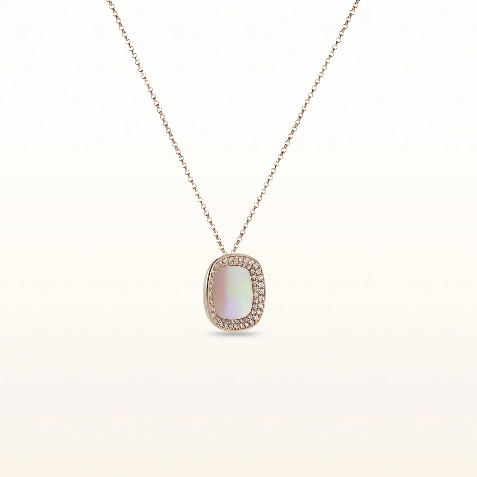 Cushion Mother-of-Pearl and Diamond Halo Pendant in 14kt Rose Gold - Image 2