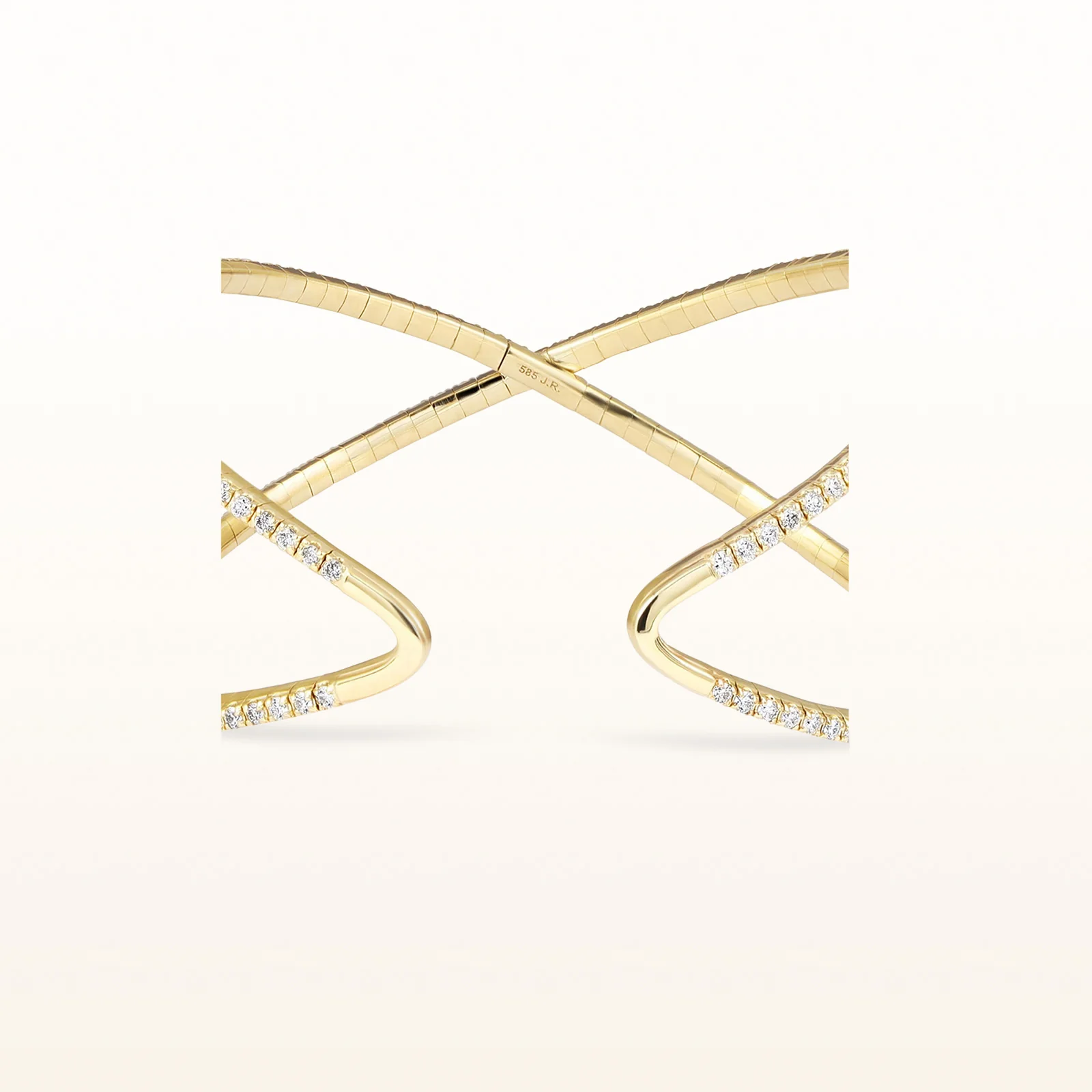 Diamond Crossover Cuff Bracelet in 14kt Yellow Gold - Image 3