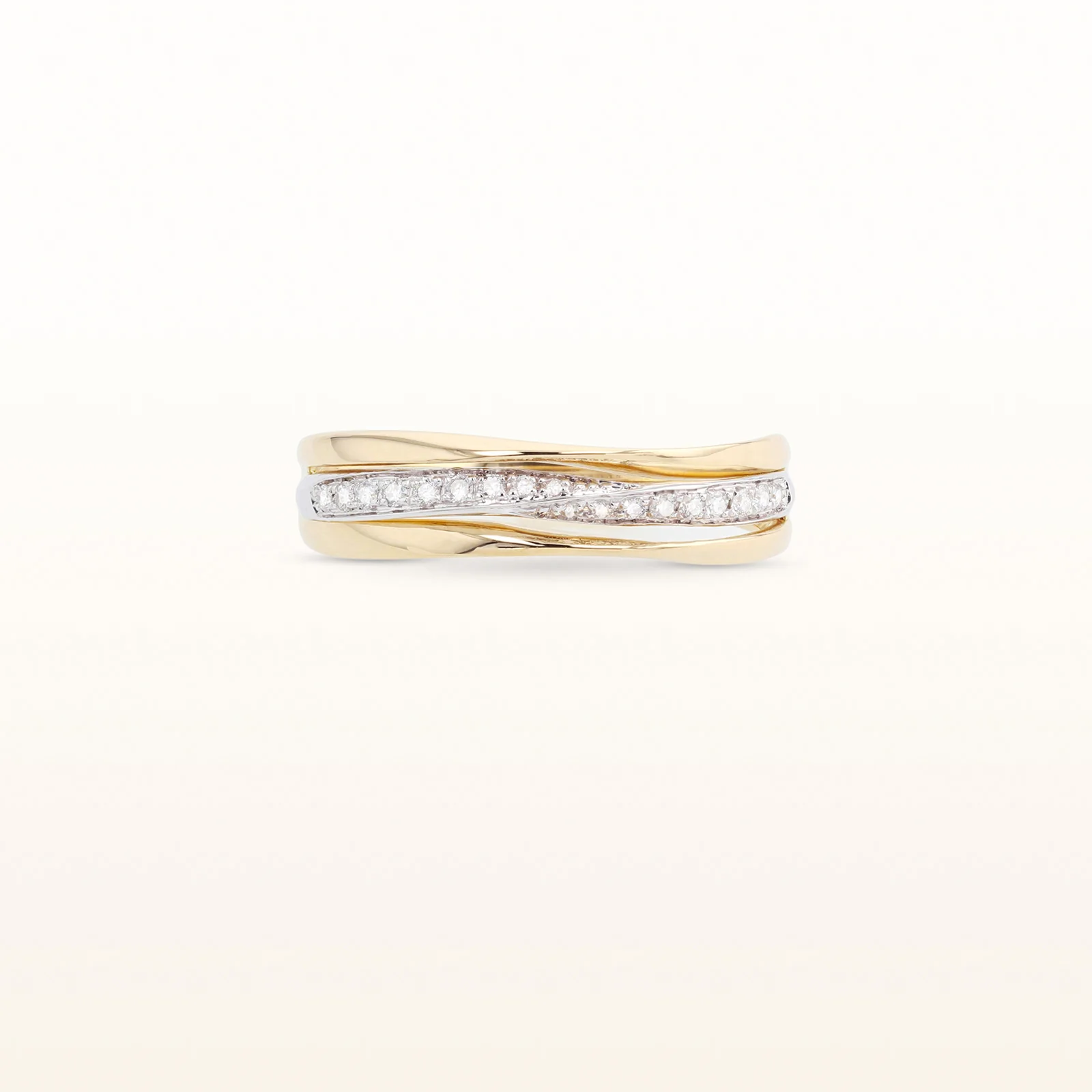 Diamond Crossover Wave Ring in 14kt Two-Tone Gold - Image 6